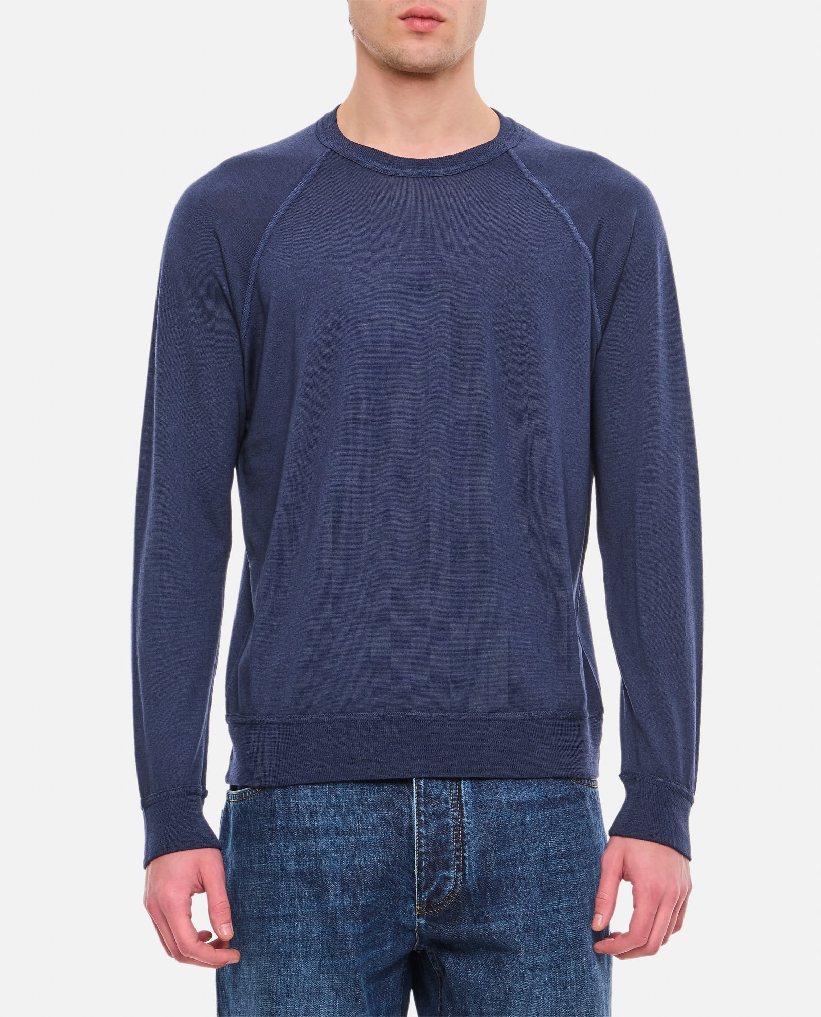 Shop Drumohr Crewneck Cotton Sweatshirt In Blue