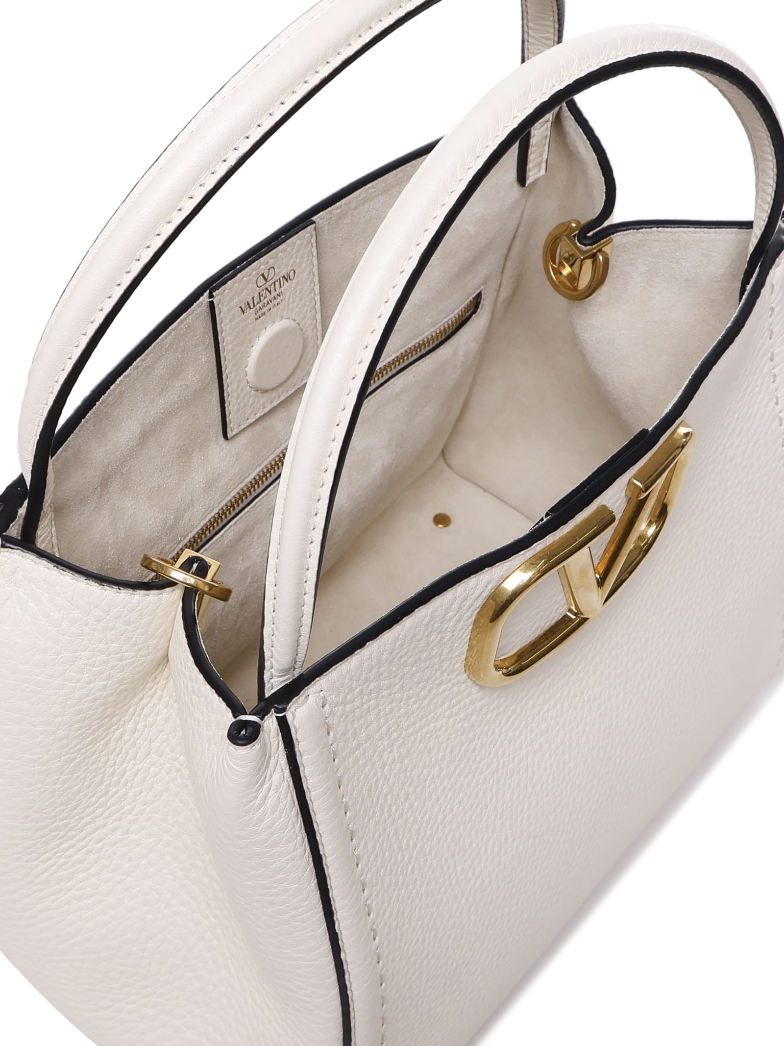 Shop Valentino Alltime Calfskin Bag In White