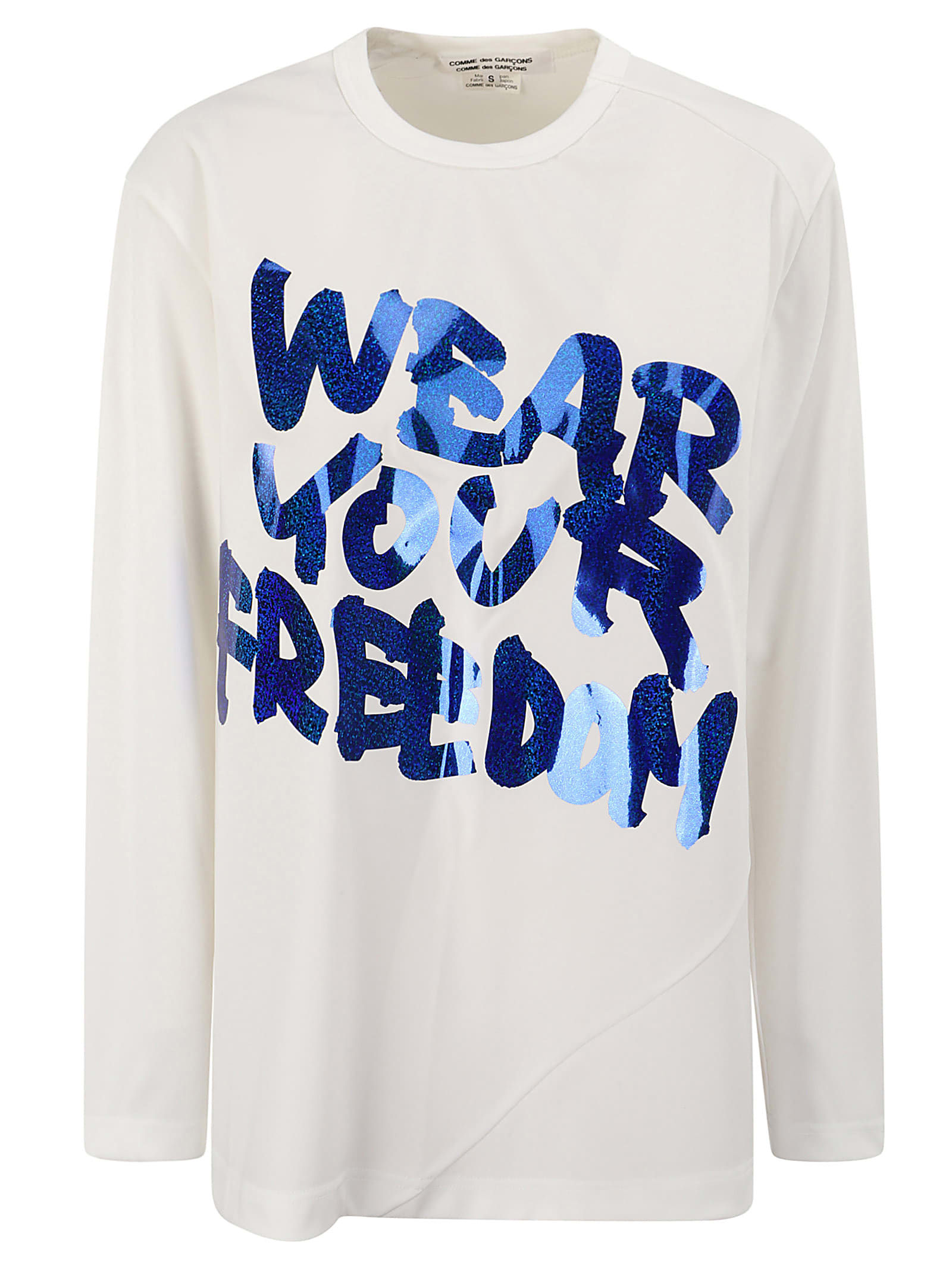 Shop Comme Des Garçons Comme Des Garçons Ladies T-shirt In White/blue