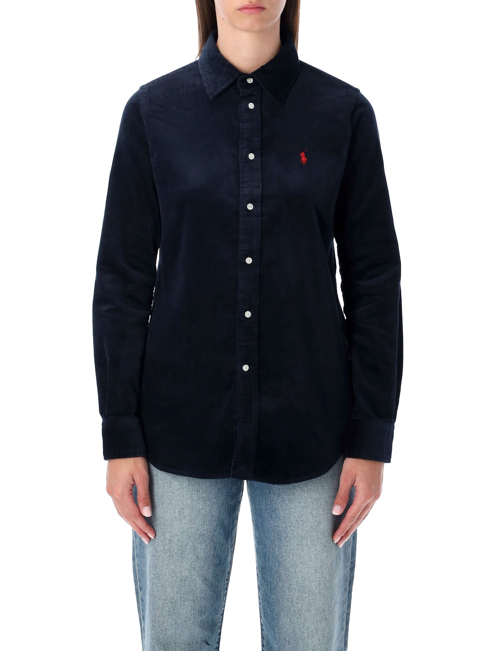 Polo Ralph Lauren Slim Fit Stretch Cotton Corduroy Shirt In Black