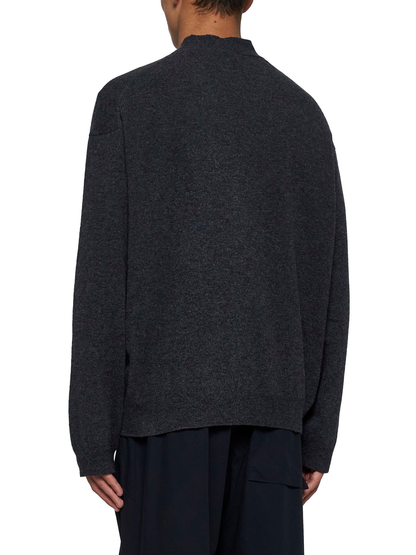 Shop Studio Nicholson Cardigan In Charcoal Marl