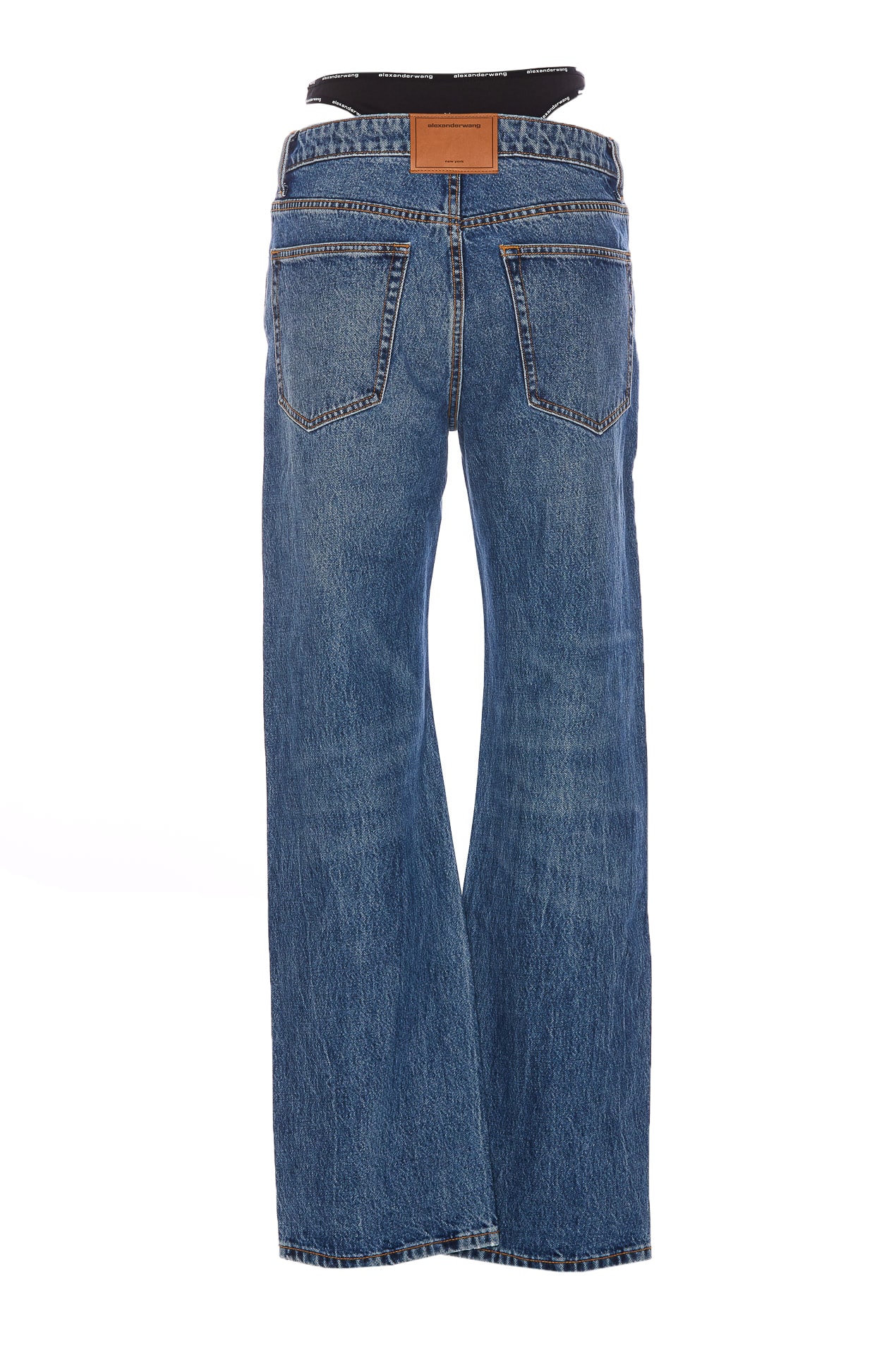 Shop Alexander Wang Jeans With Integrated Logo Boxers In Blue