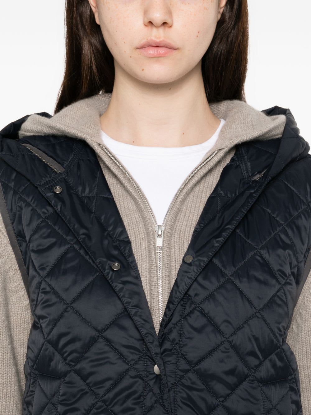 Brunello Cucinelli Quilted Nylon Down Vest In Multi