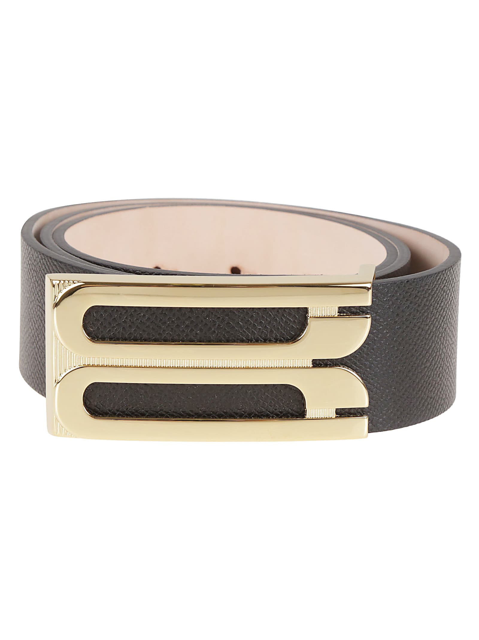Victoria Beckham Textured Black Calf Leather Belt In Black