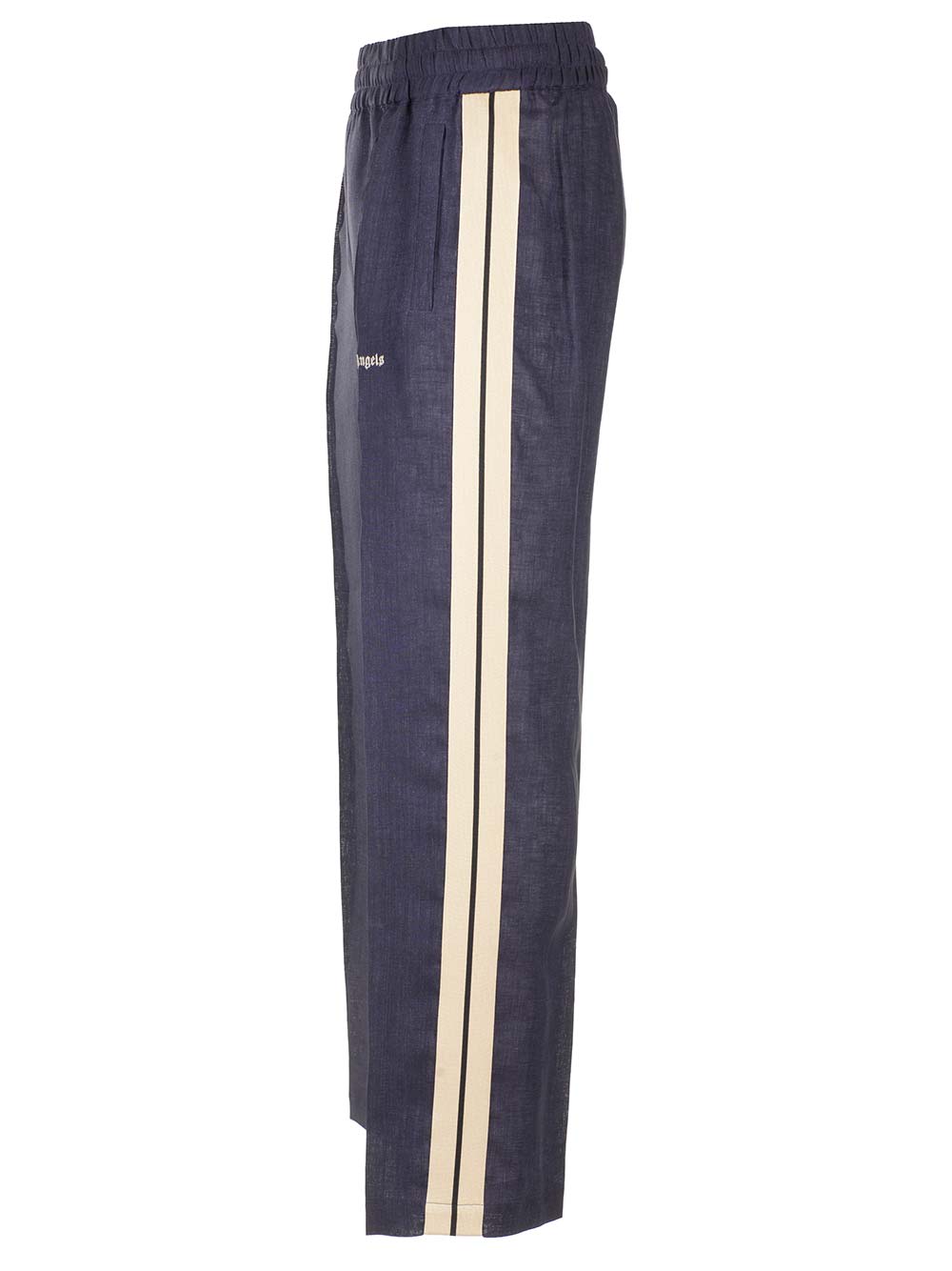 Shop Palm Angels Linen Sports Trousers In Blue