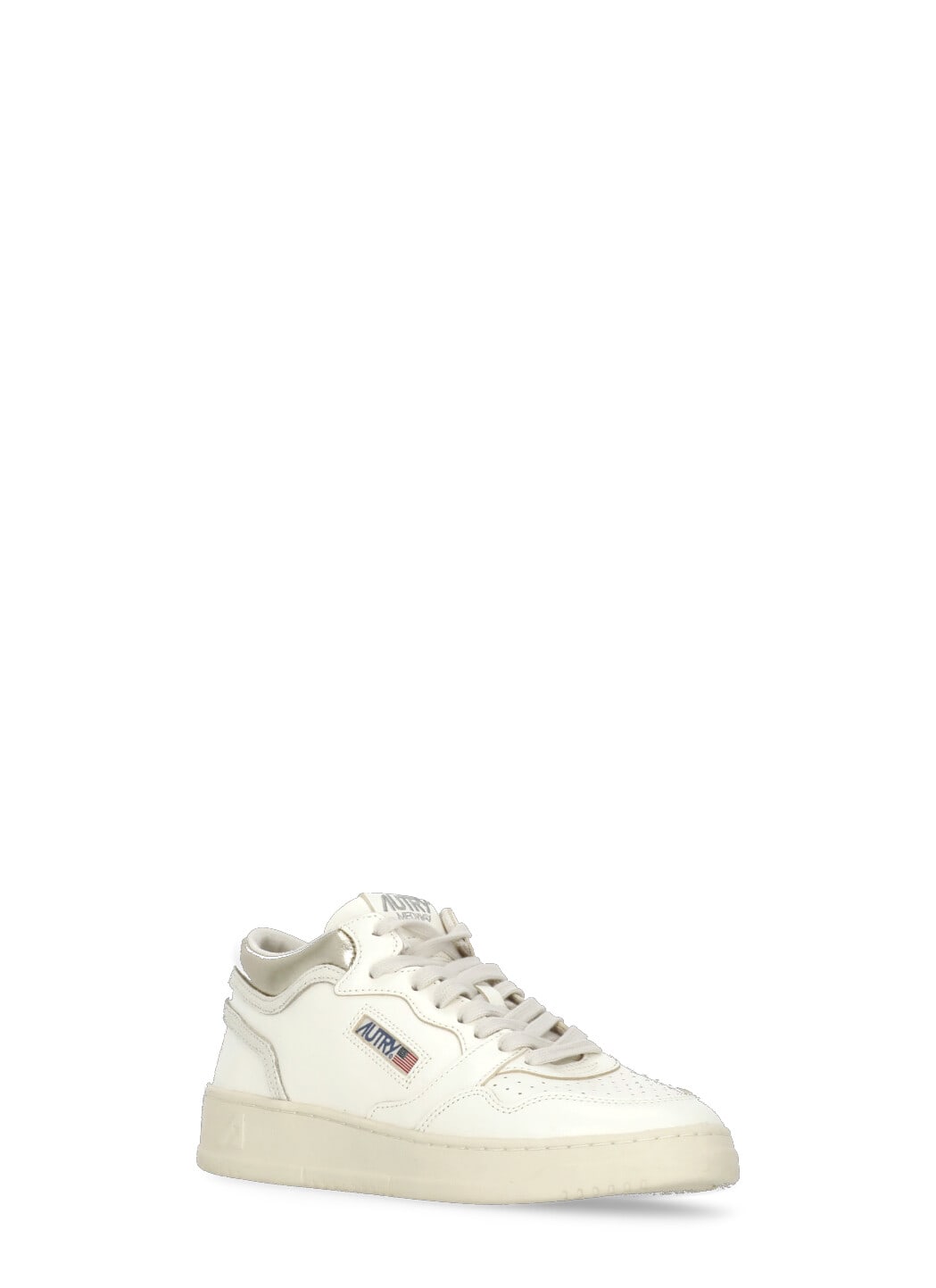Autry Marshmallow And Platinum Color Leather Med-way Sneakers In White