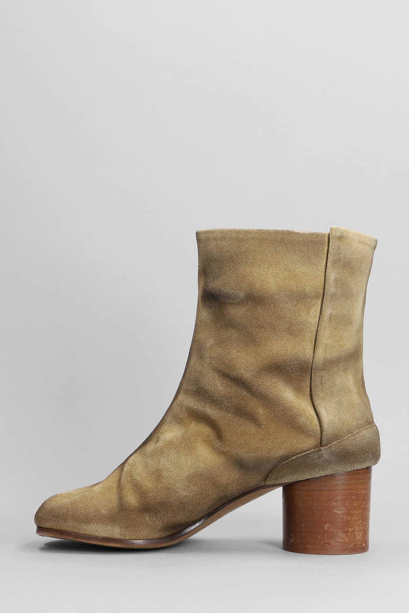 Shop Maison Margiela Tabi Ankle Boots In Camel Suede