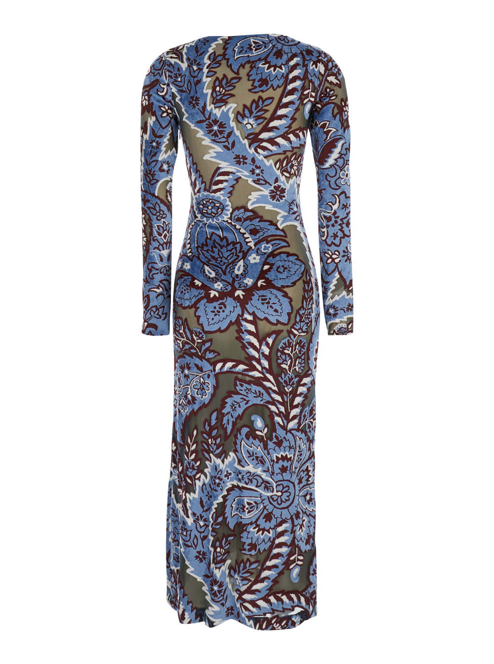 Shop Etro Blue Long Dress With All-over Paisley Motiv In Viscose Blend Woman