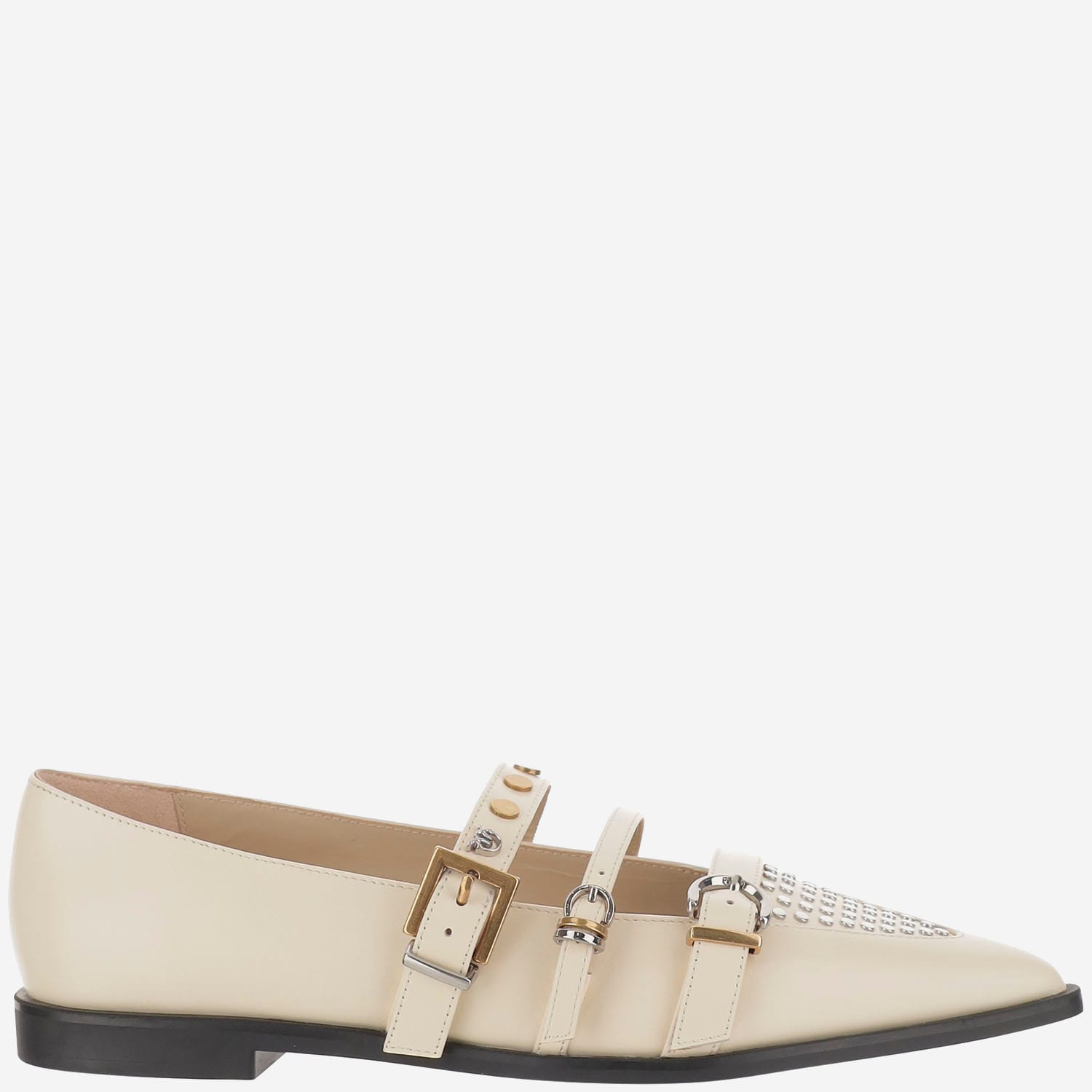 Pointy Toe Shoe With Leather Buckles