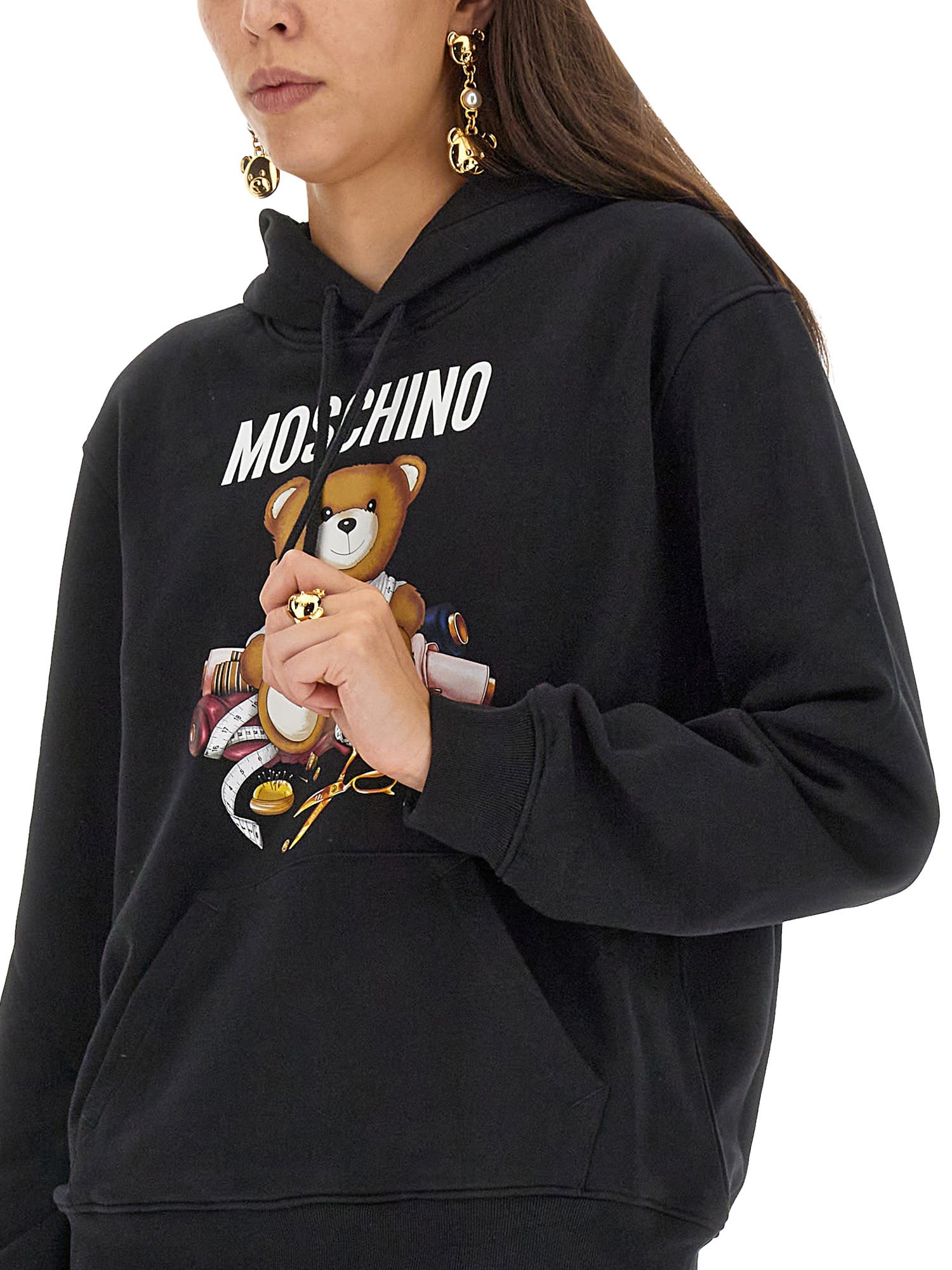 Shop Moschino Teddy Print Sweatshirt In Nero