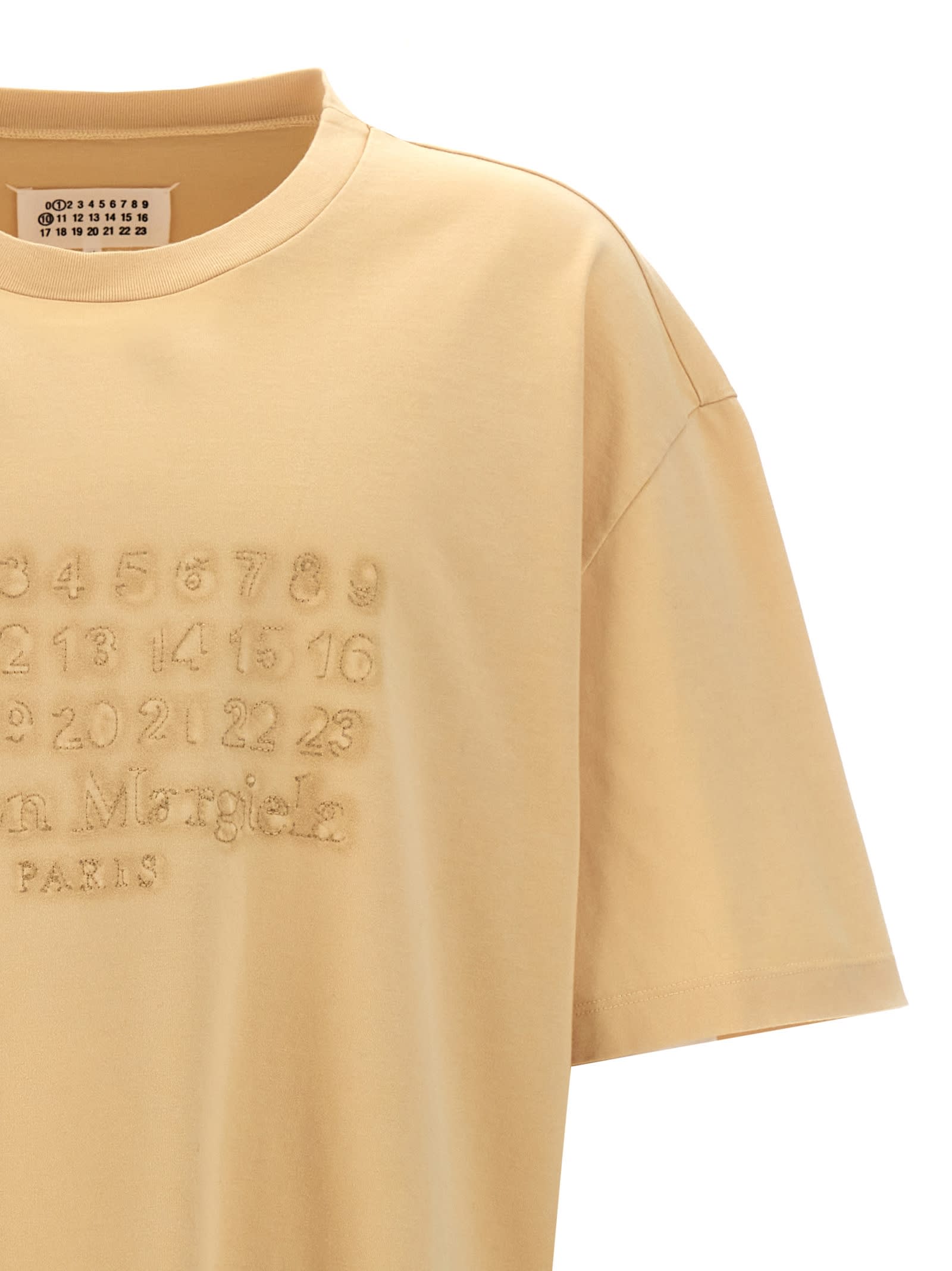 Shop Maison Margiela Logo Embroidery T-shirt In Beige