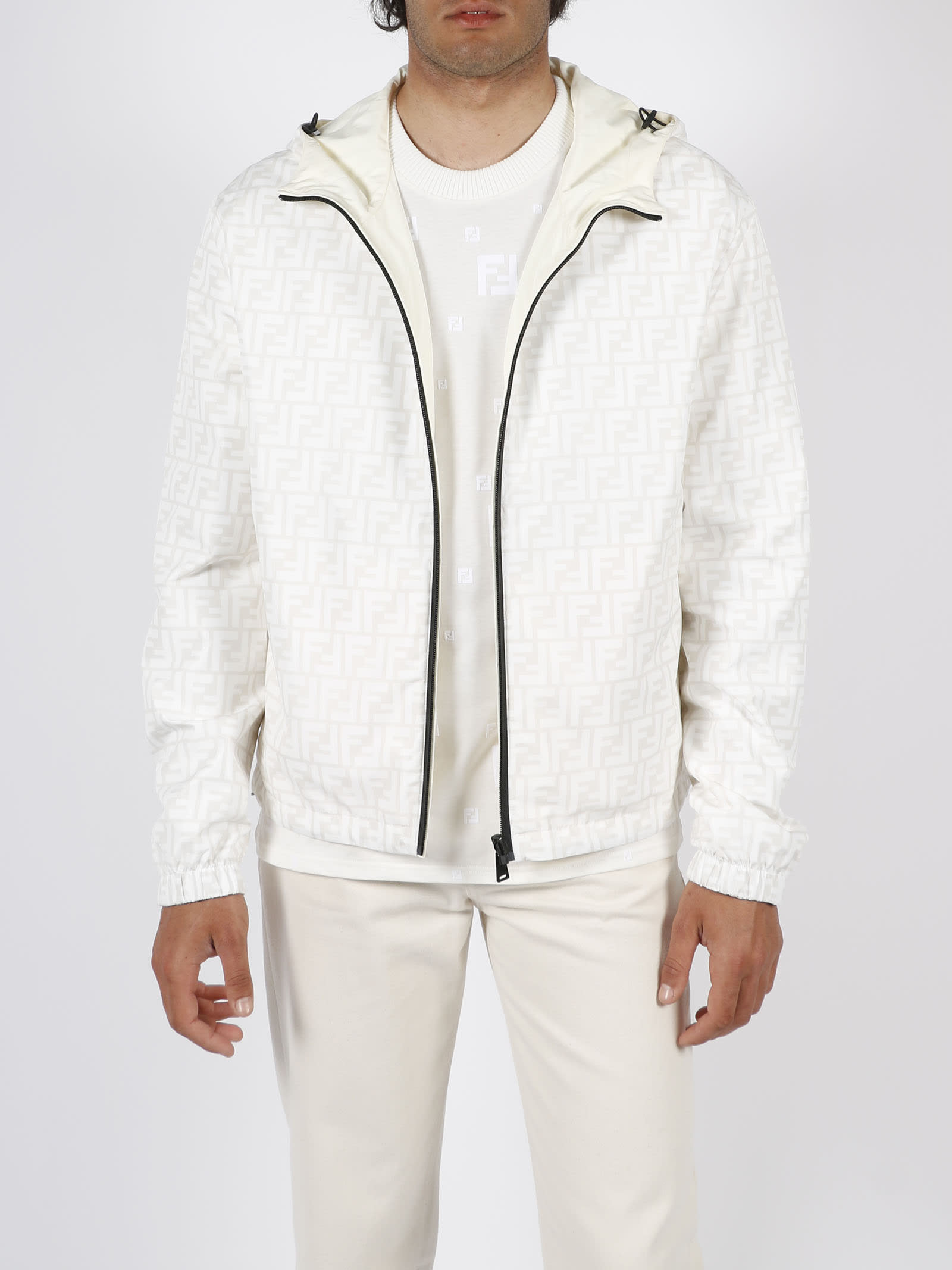Shop Fendi Nylon Jacket In White