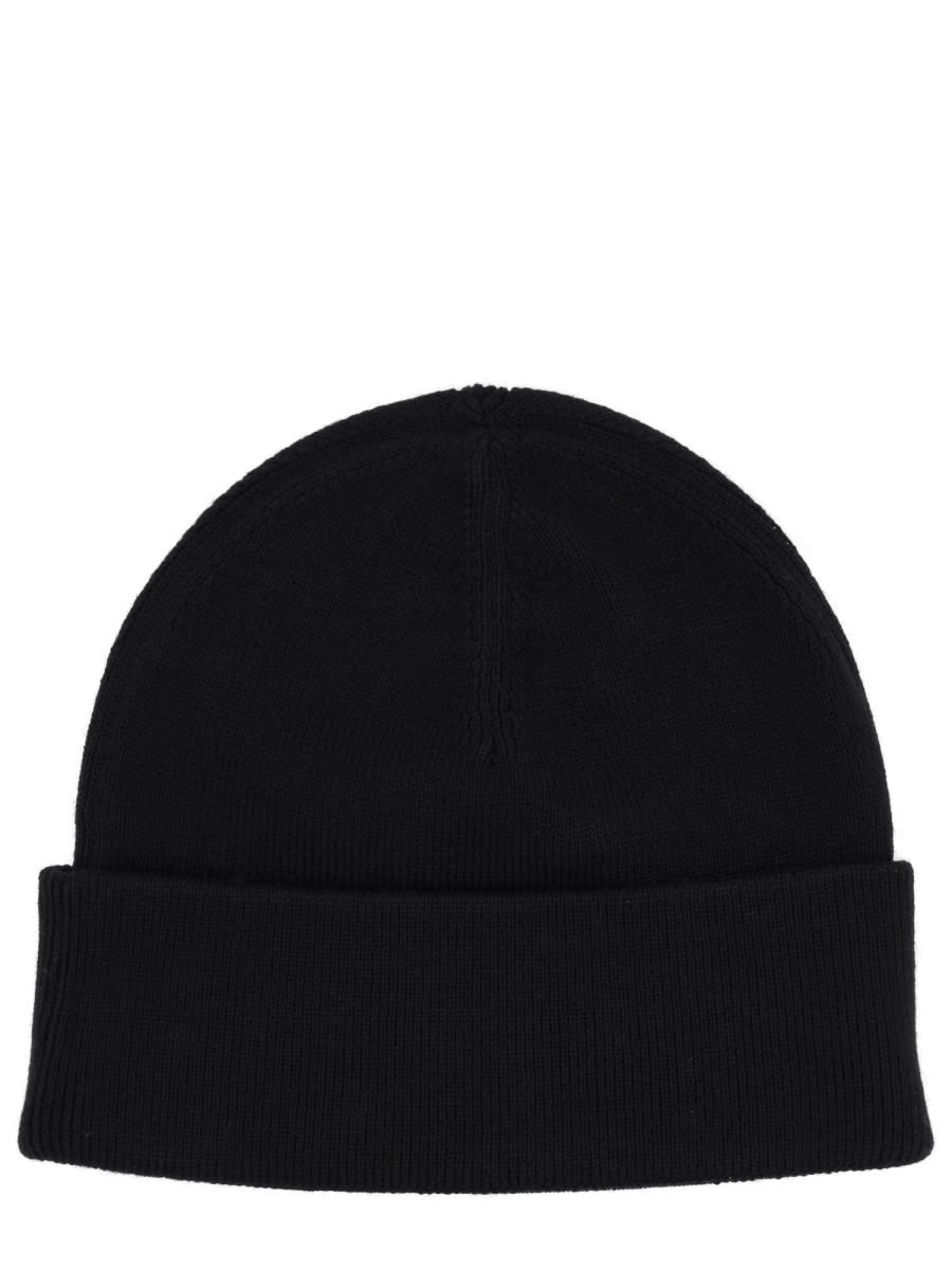 Fred Perry Black And White Cotton-wool Blend Beanie In Black