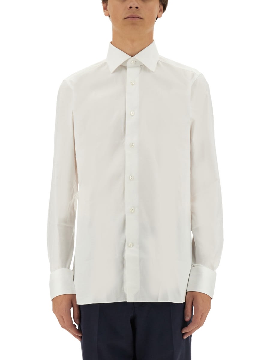 Shop Zegna Stretch Cotton Shirt In White