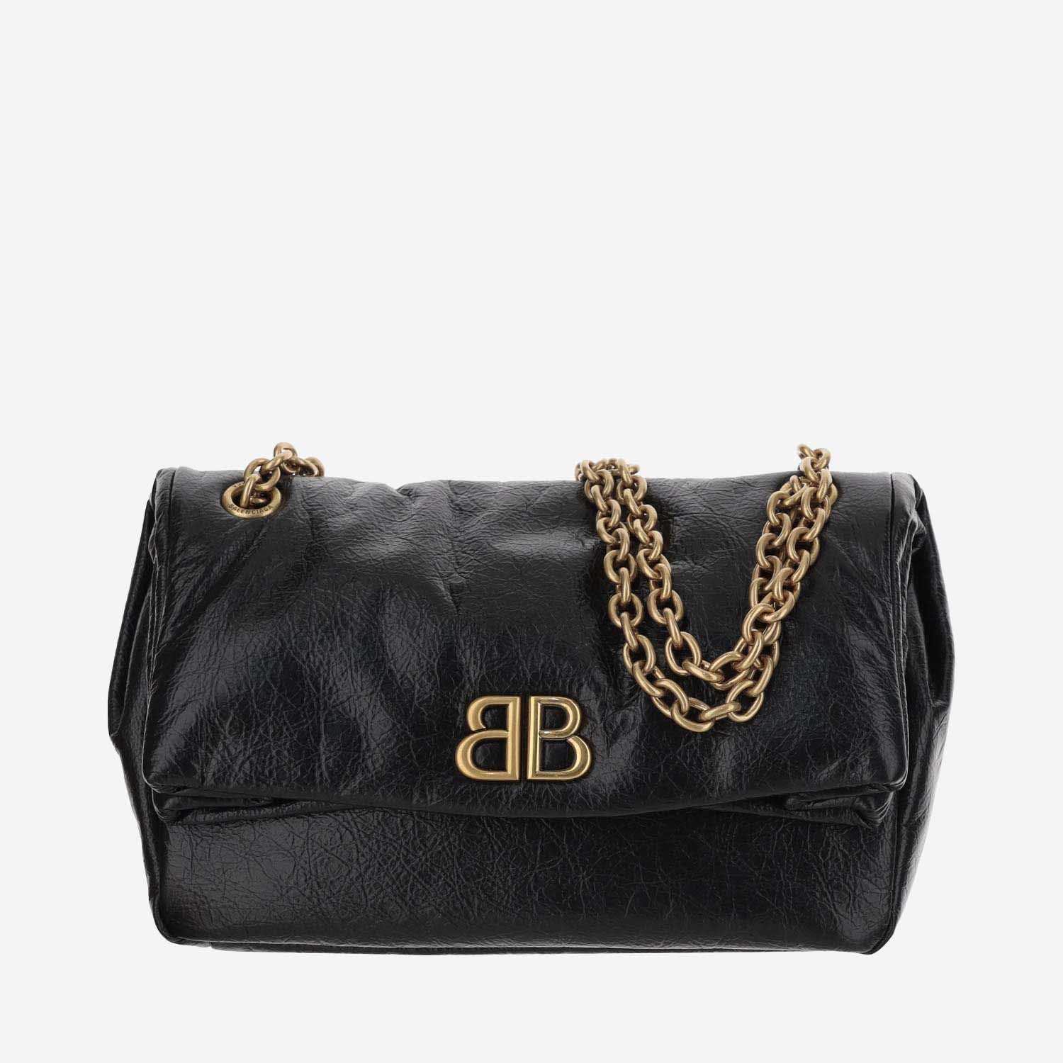 Shop Balenciaga Monk Small Leather Shoulder Bag In Black