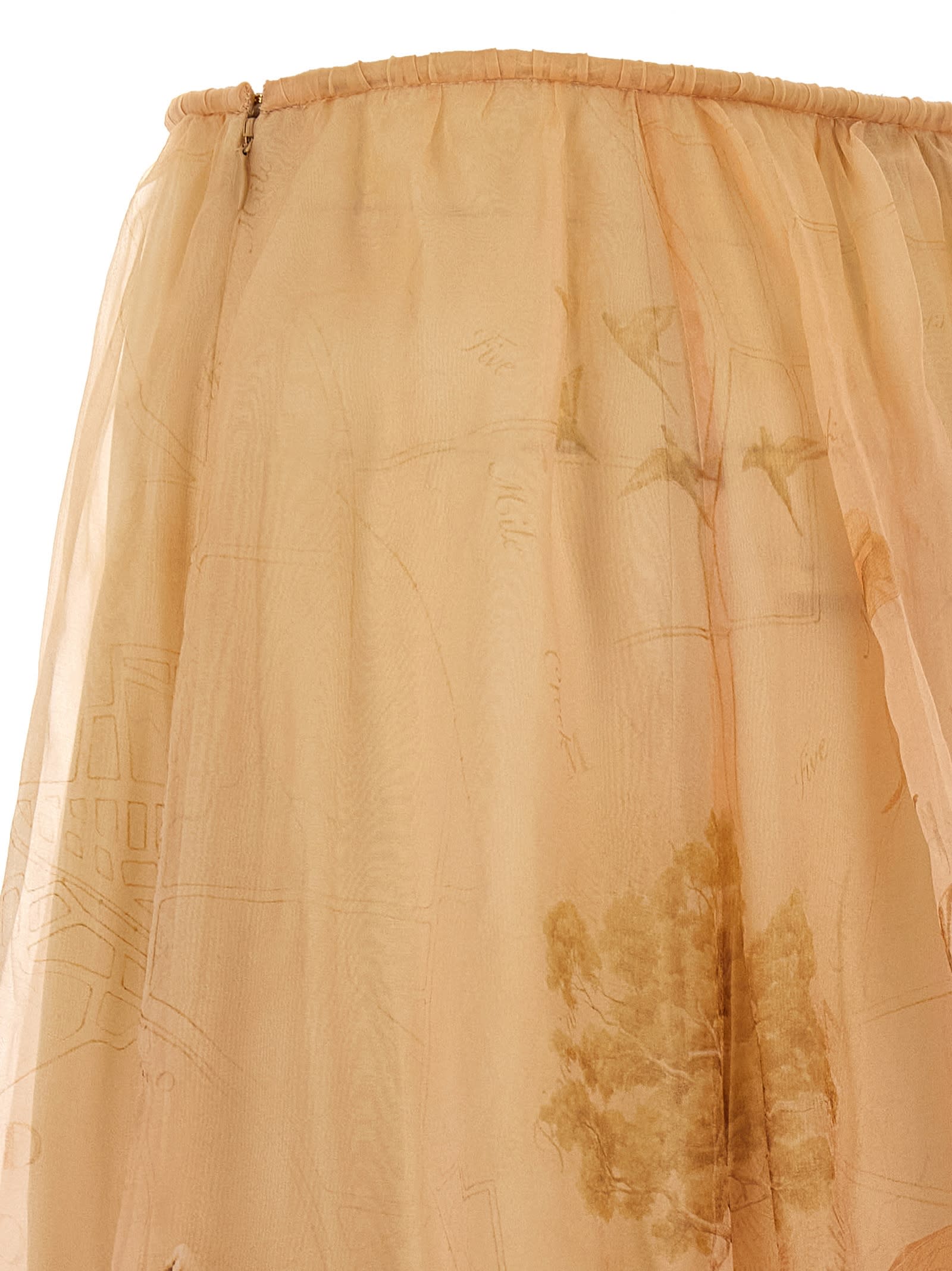 Zimmermann Hypnotic Printed Silk-organza Midi Skirt In Brown