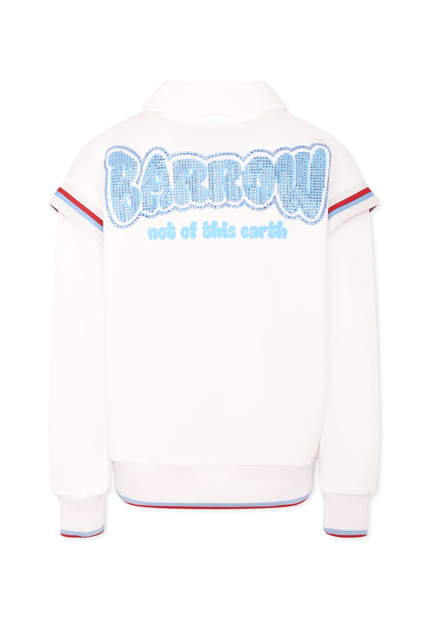 Barrow White Bomber Jacket For Girl With Logo In White