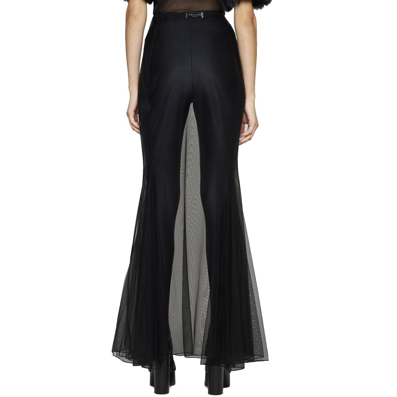 Shop Saint Laurent Tulle Midi Skirt In Black