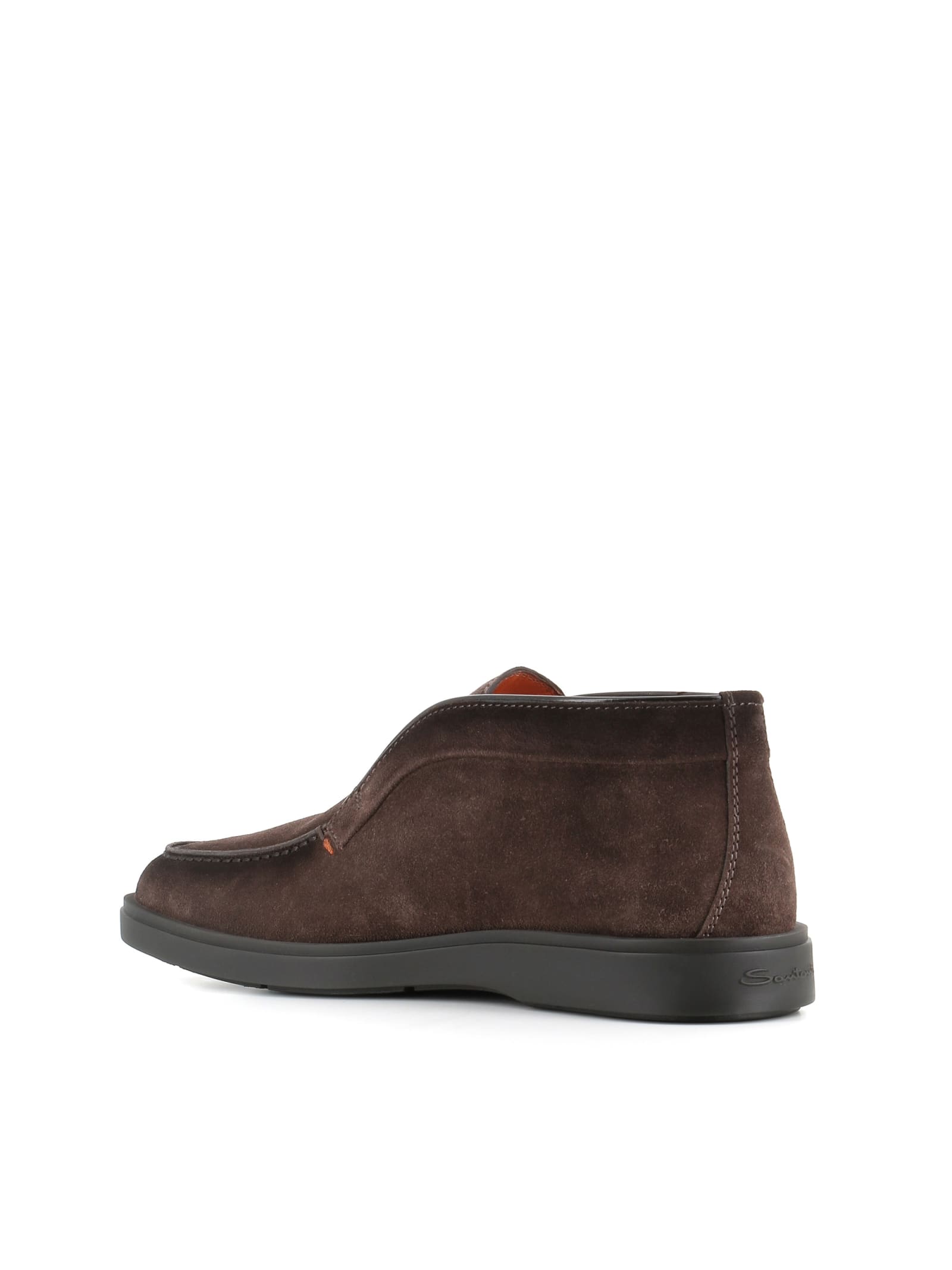 Santoni Desert Round-toe Slip-on Boots In Brown