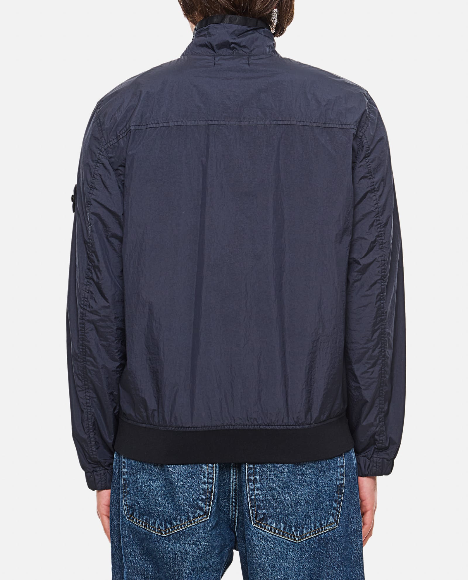 Stone Island Crinkle Bomber Elastic Cuffs In Blue