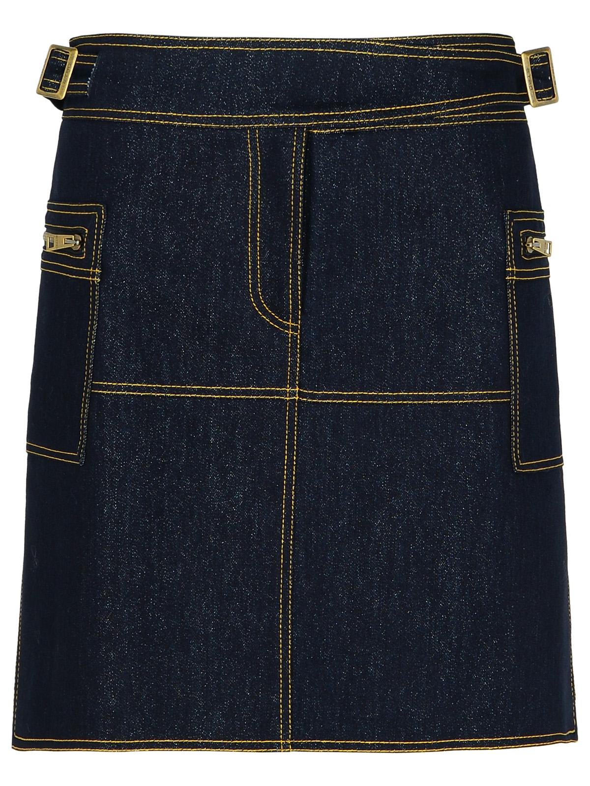 Shop Etro Dark Blue Denim Miniskirt