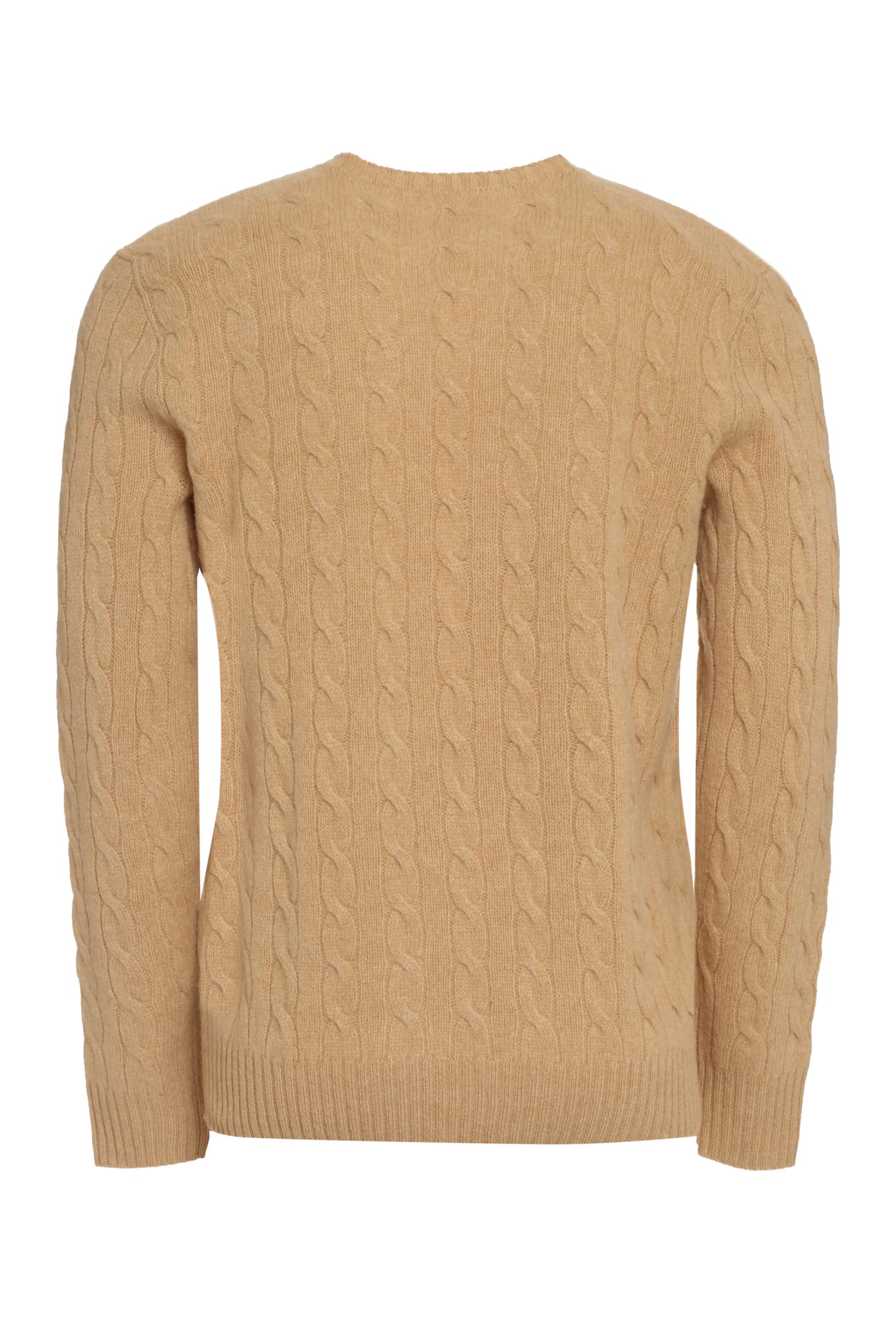 Polo Ralph Lauren Iconica Maglia A Trecce Lana E Cashmere. Regular-fit. Girocollo. Sweater In Nude