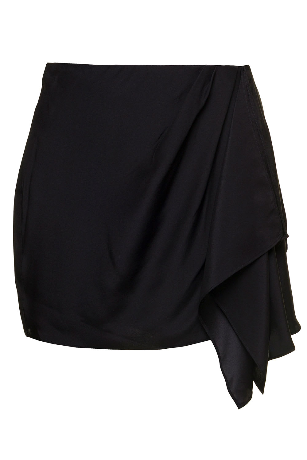 GAUGE81 anjo Black Miniskirt With Dramatic Side Draping Detail In Silk Woman Gauge81