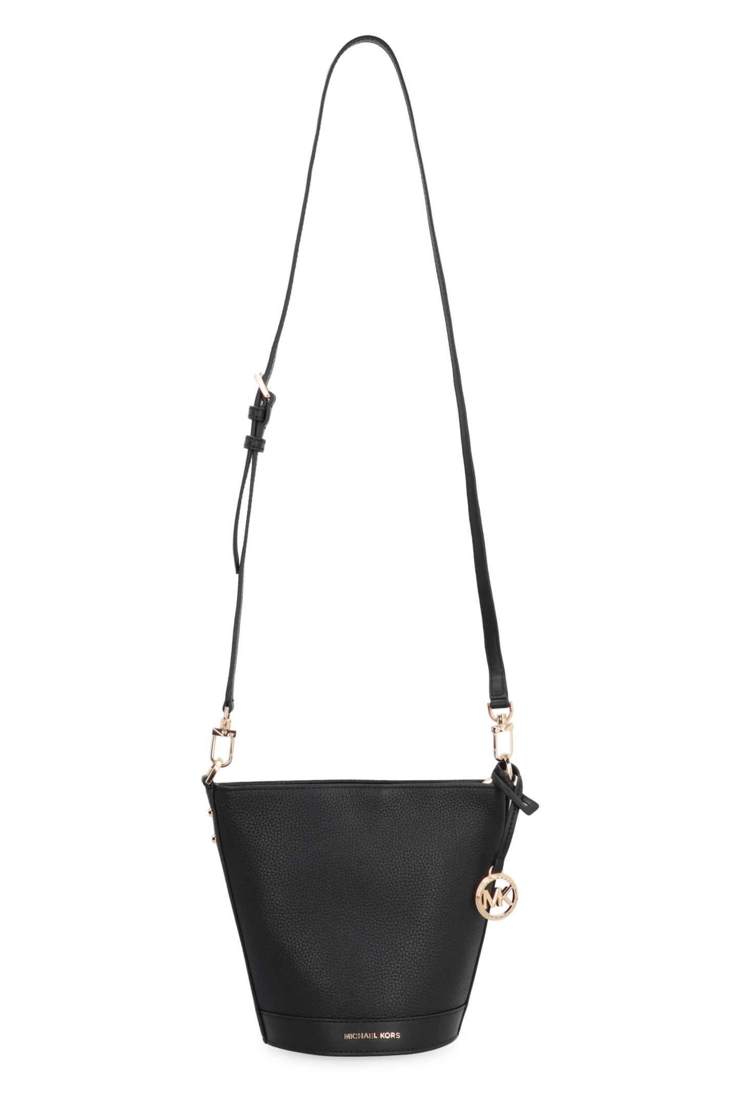 Shop Michael Michael Kors Townsend Leather Bucket Bag In Black