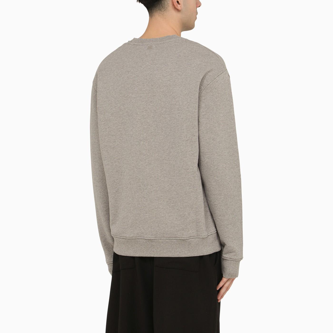 Shop Ami Alexandre Mattiussi Ami De Coeur Grey Crewneck Sweatshirt In 055 Heather Grey