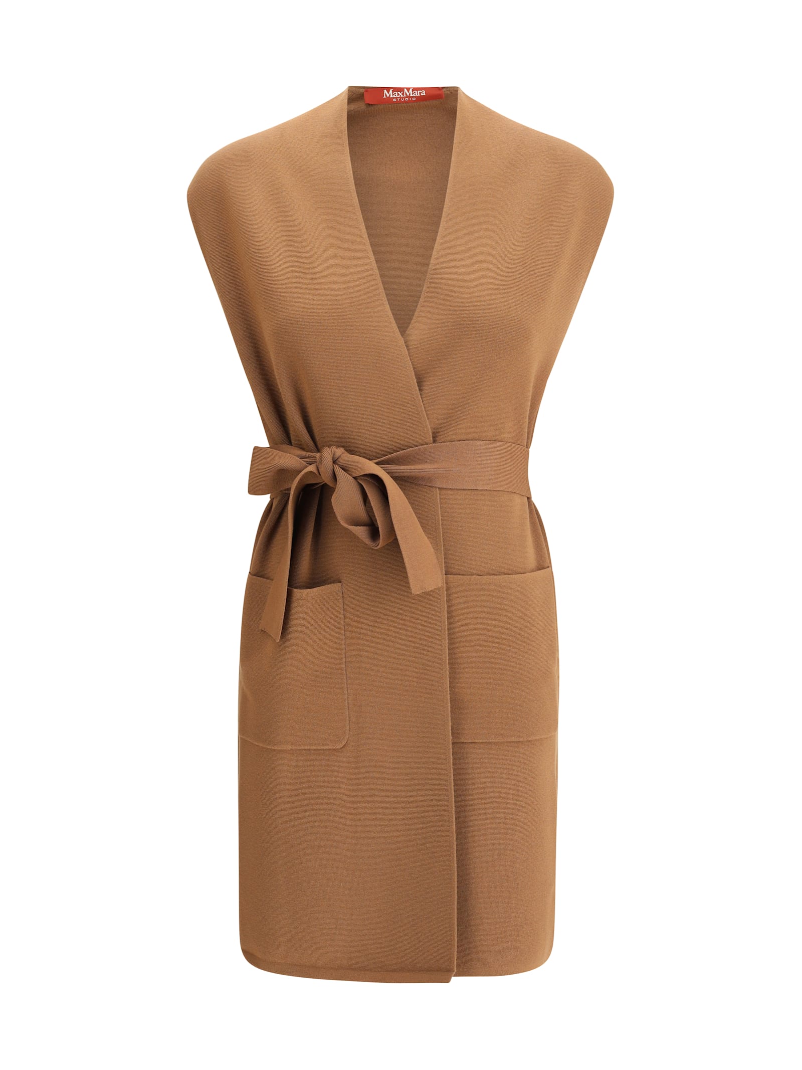 Max Mara Abete Knotted Patch-pocket Vest In Multi