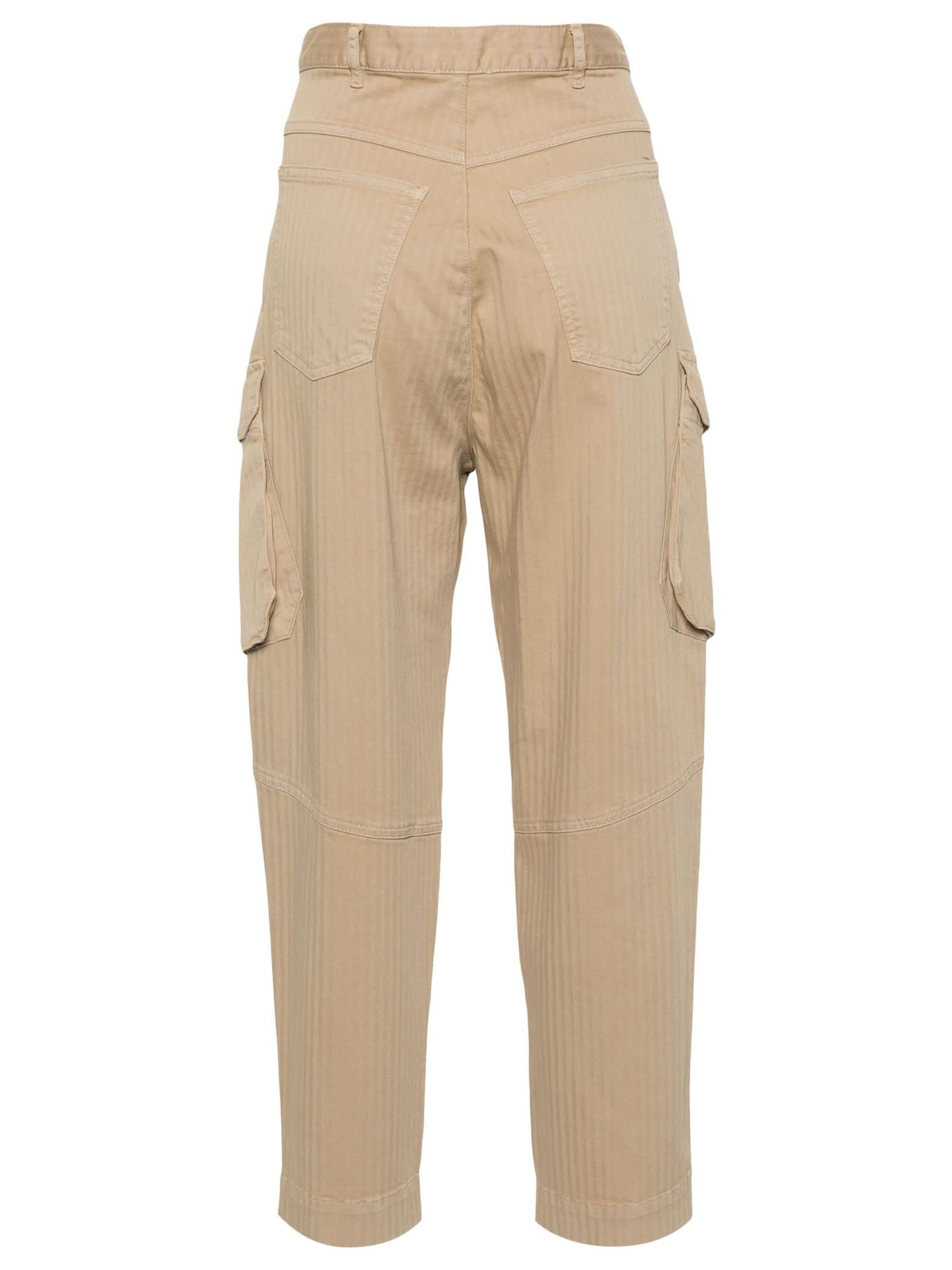 Shop Semicouture Sand Beige Cotton Blend Trousers
