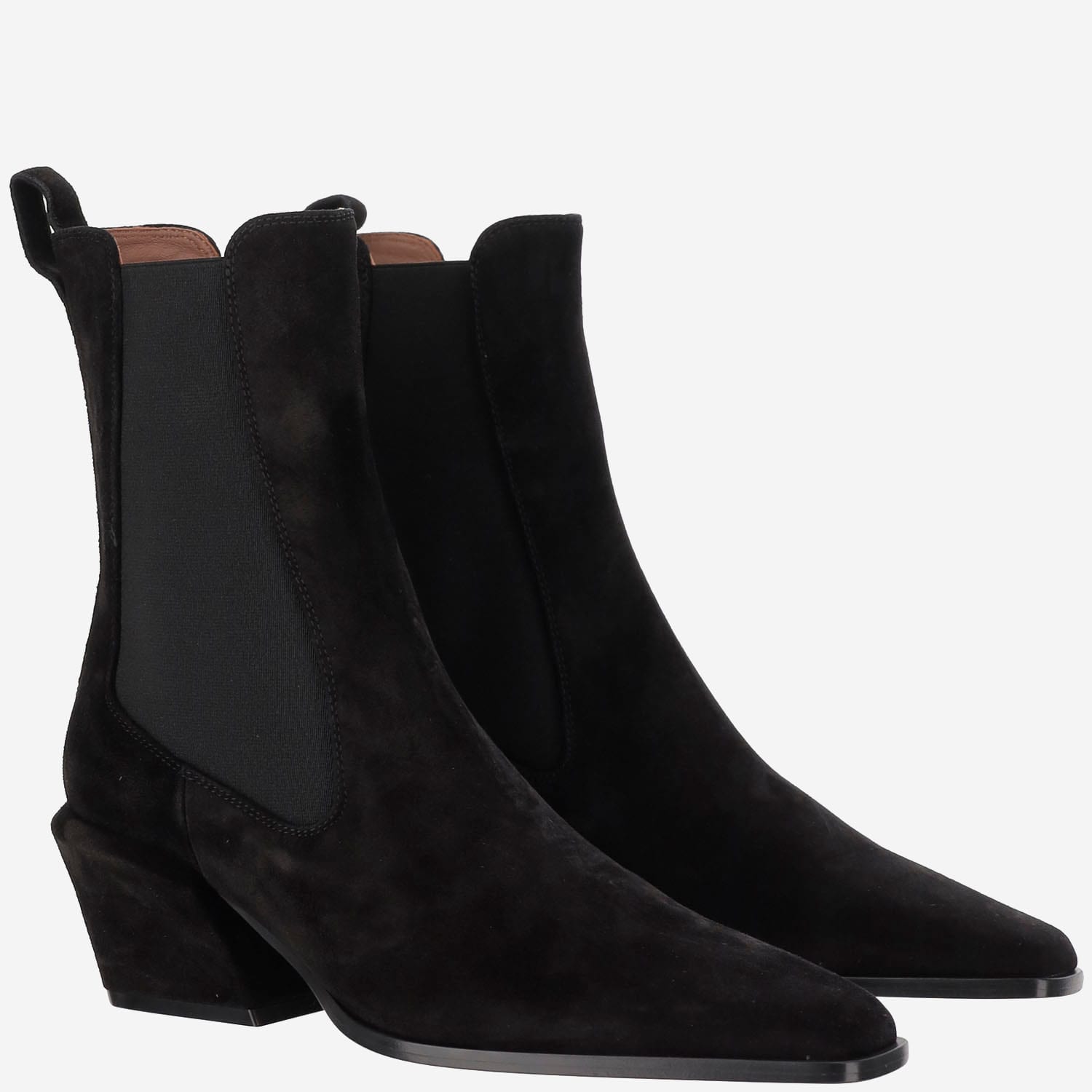 Paris Texas Ankle Boots In Black Calf Suede Leather In Black
