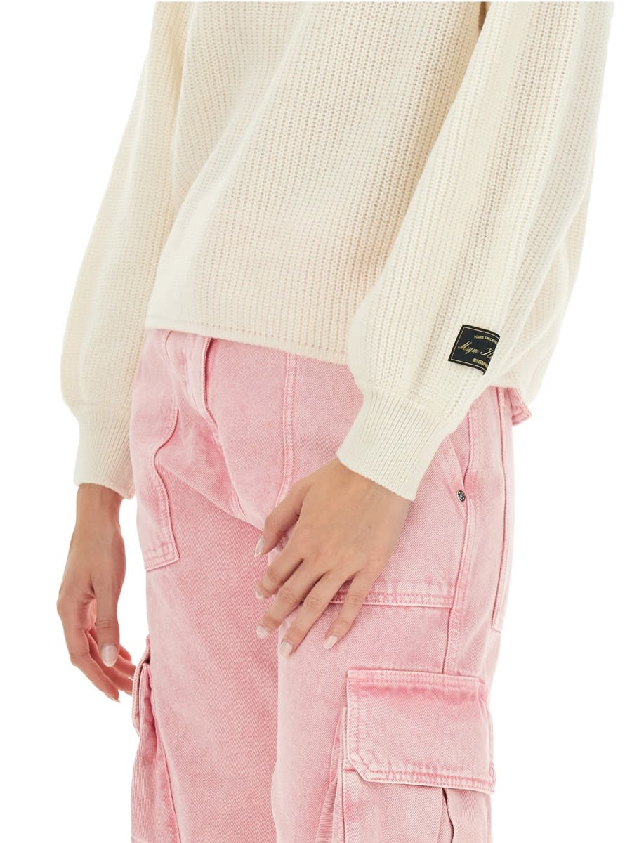 Shop Msgm Knotted Sweater In White