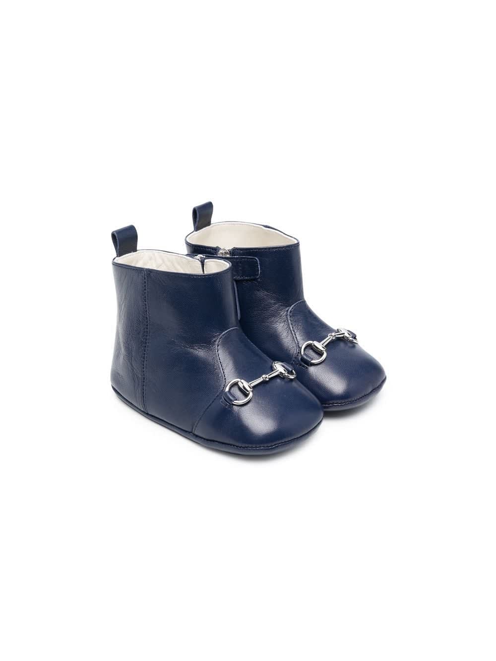 Gucci Blue Leather Ankle Boots