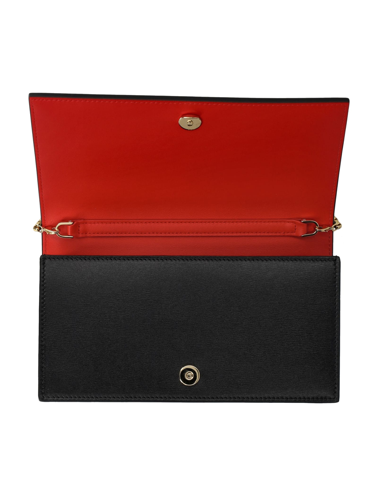 Shop Ferragamo Gancini Flap Leather Shoulder Bag In Nero + Flame Red