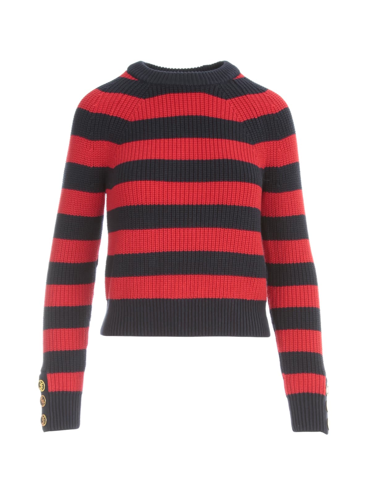 MICHAEL Michael Kors Stripe Button Cuff Sweater