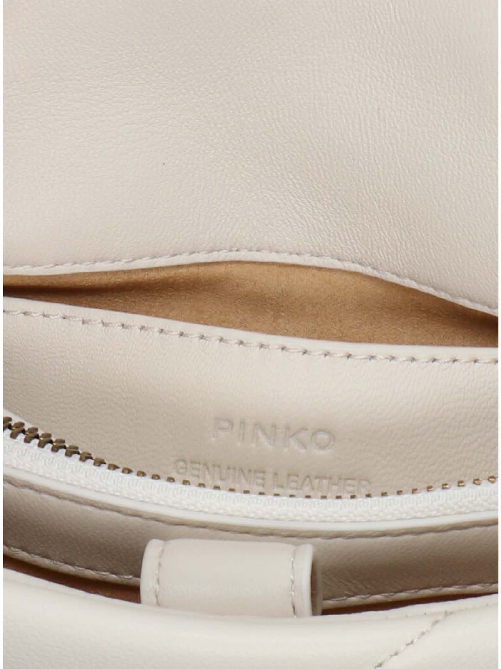 Shop Pinko Love Mini Puff Crossbody Bag In White