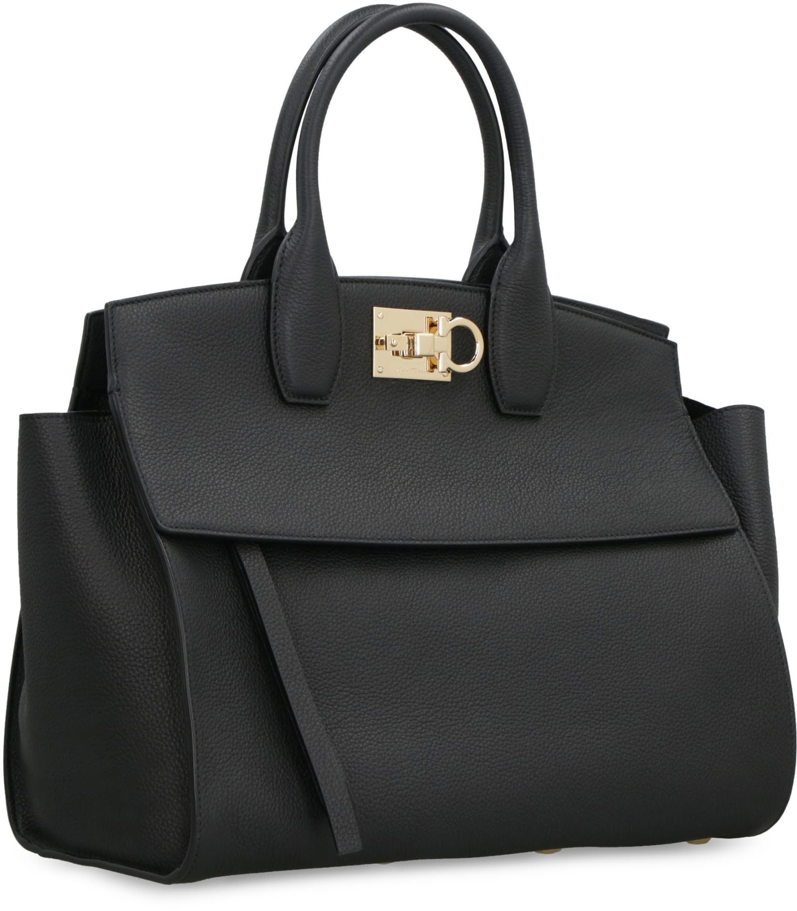 Shop Ferragamo Studio Soft Leather Handbag In Black