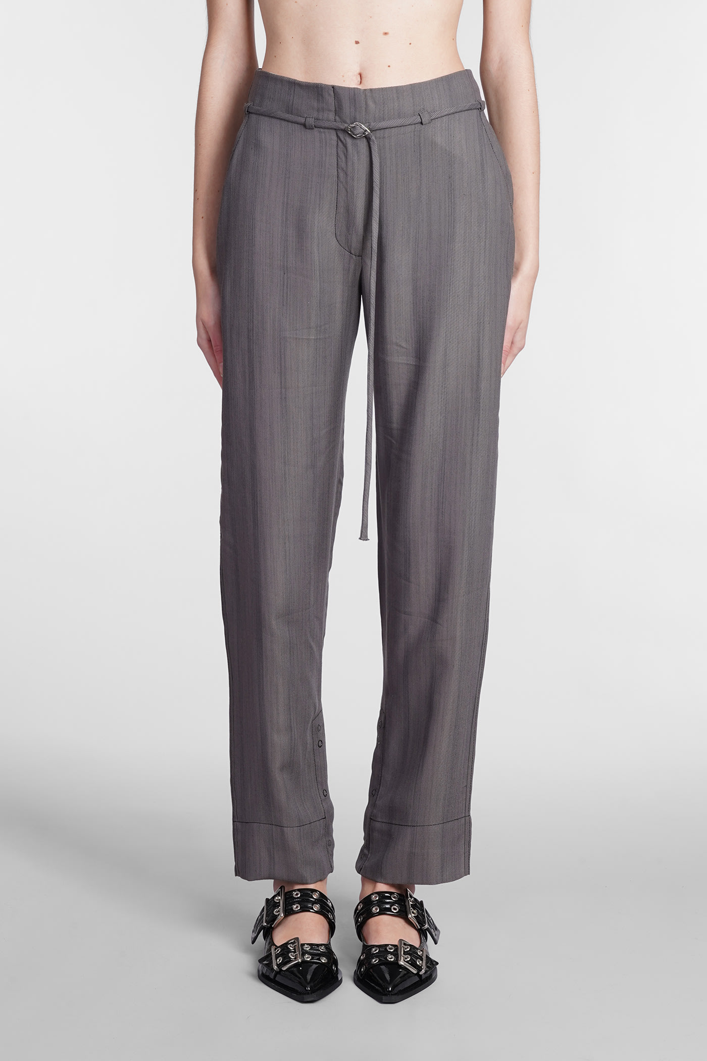 Ganni Pants In Grey Rayon
