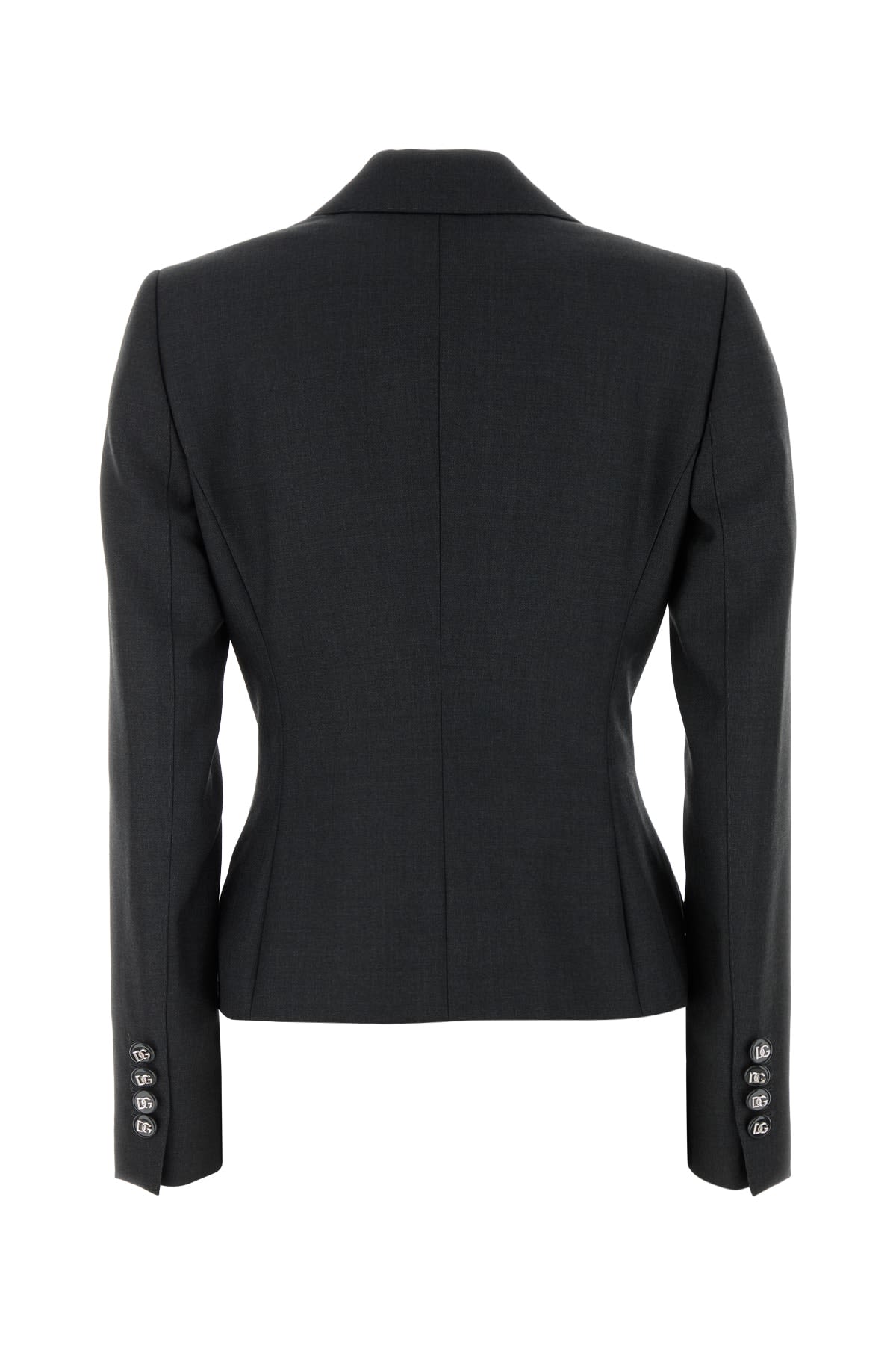 Dolce & Gabbana Double-breasted Dolce Jacket With Dg-branded Buttons In Charcoal