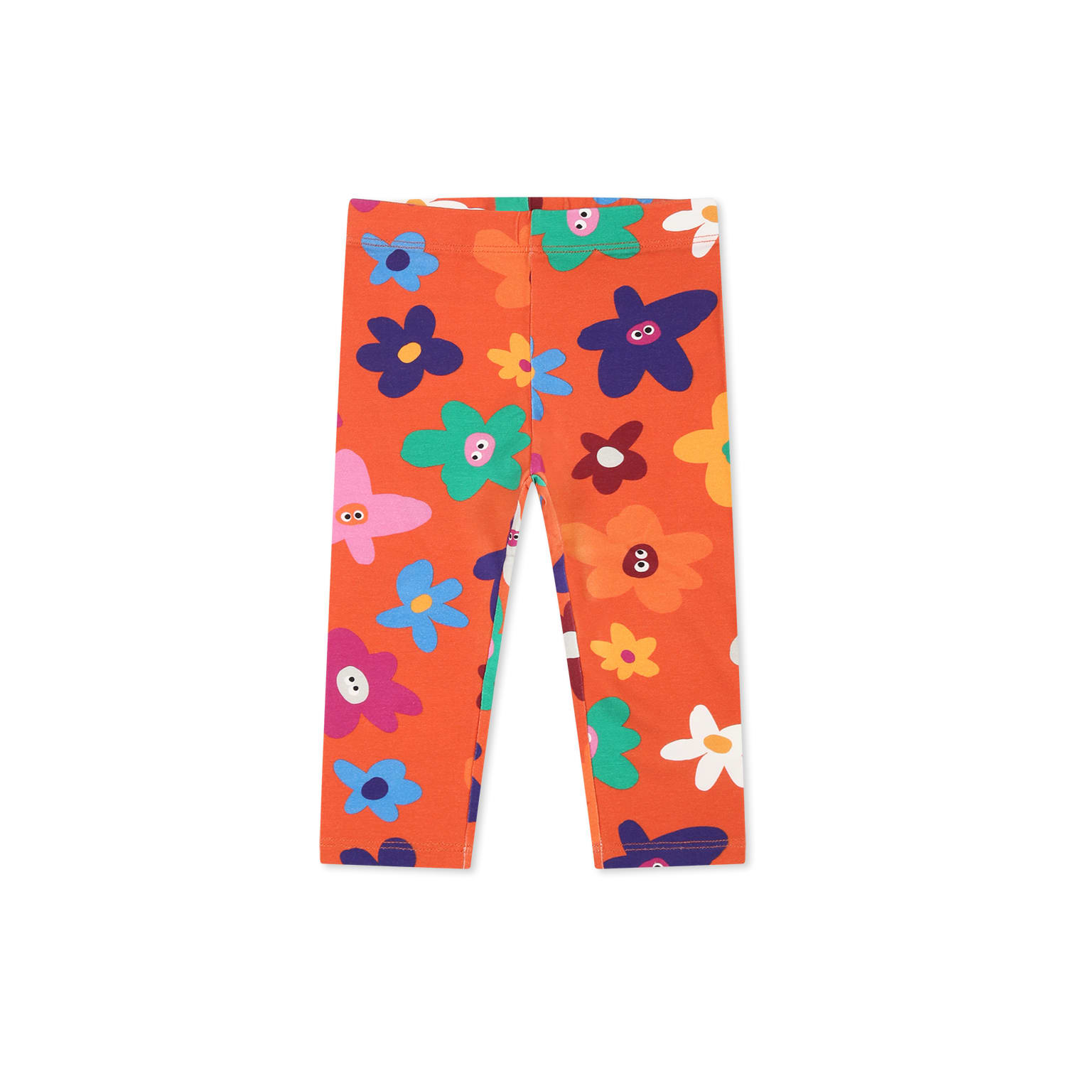 Stella Mccartney Orange Leggings For Baby Girl With Flowers