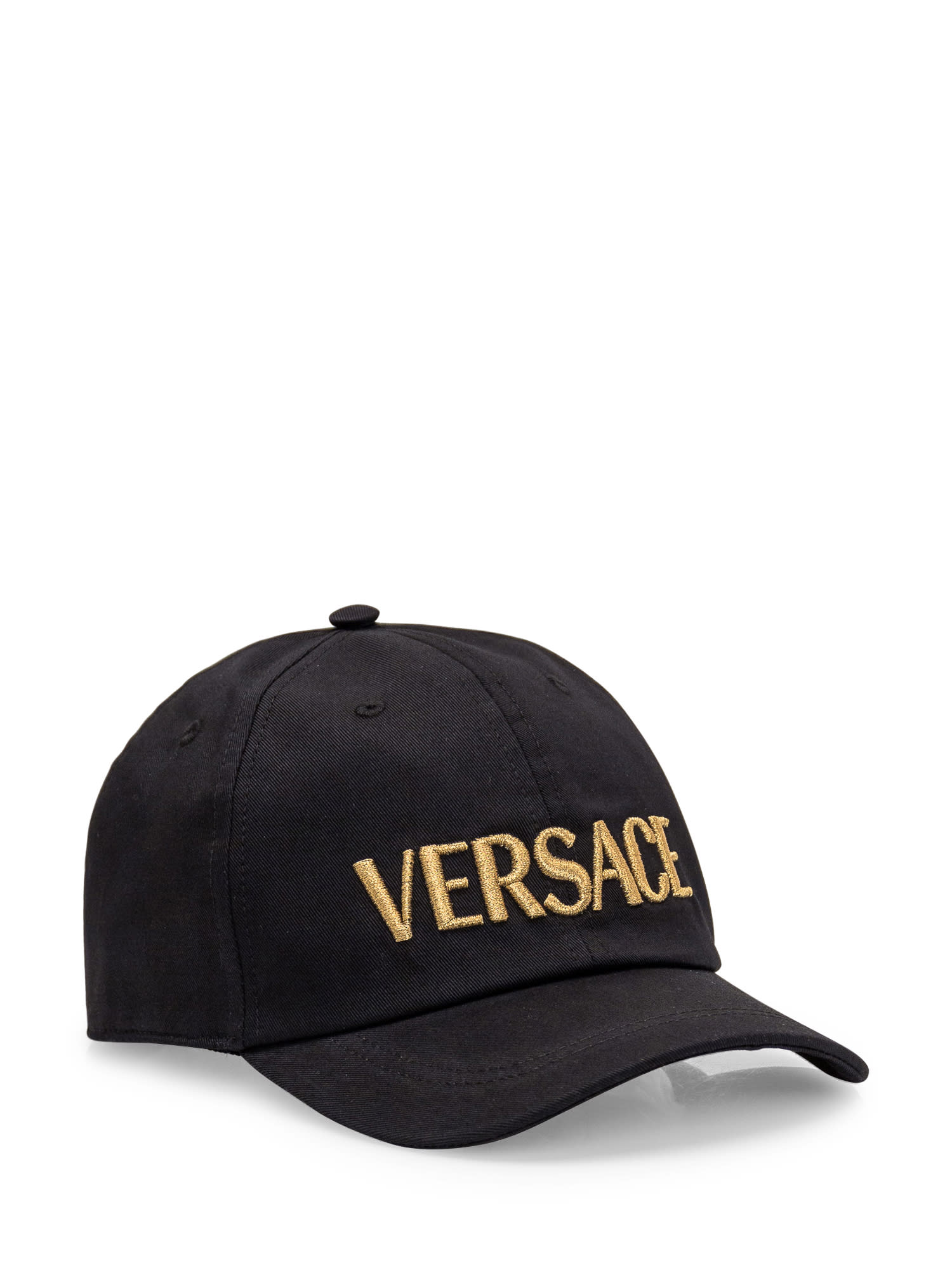 Shop Versace Cap With Logo In Nero-oro
