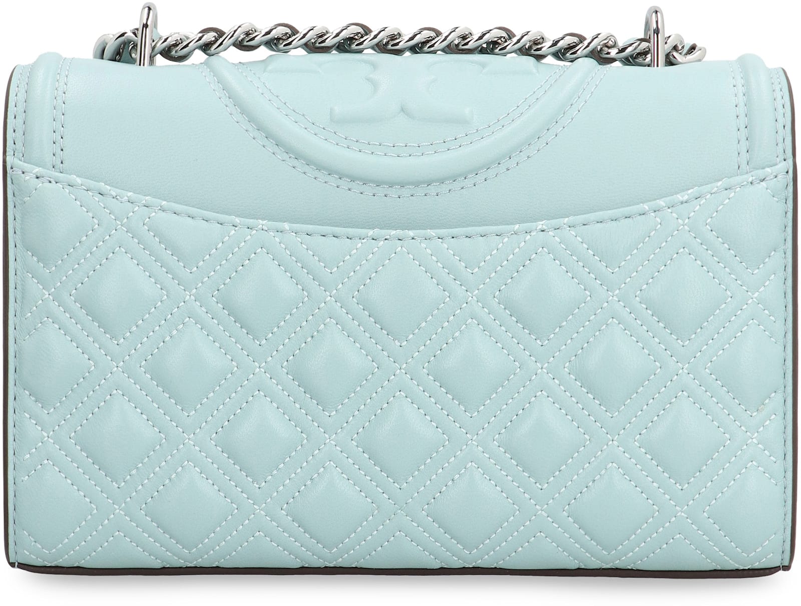 Tory Burch Fleming Quilted Leather Shoulder Bag In Light Blue
