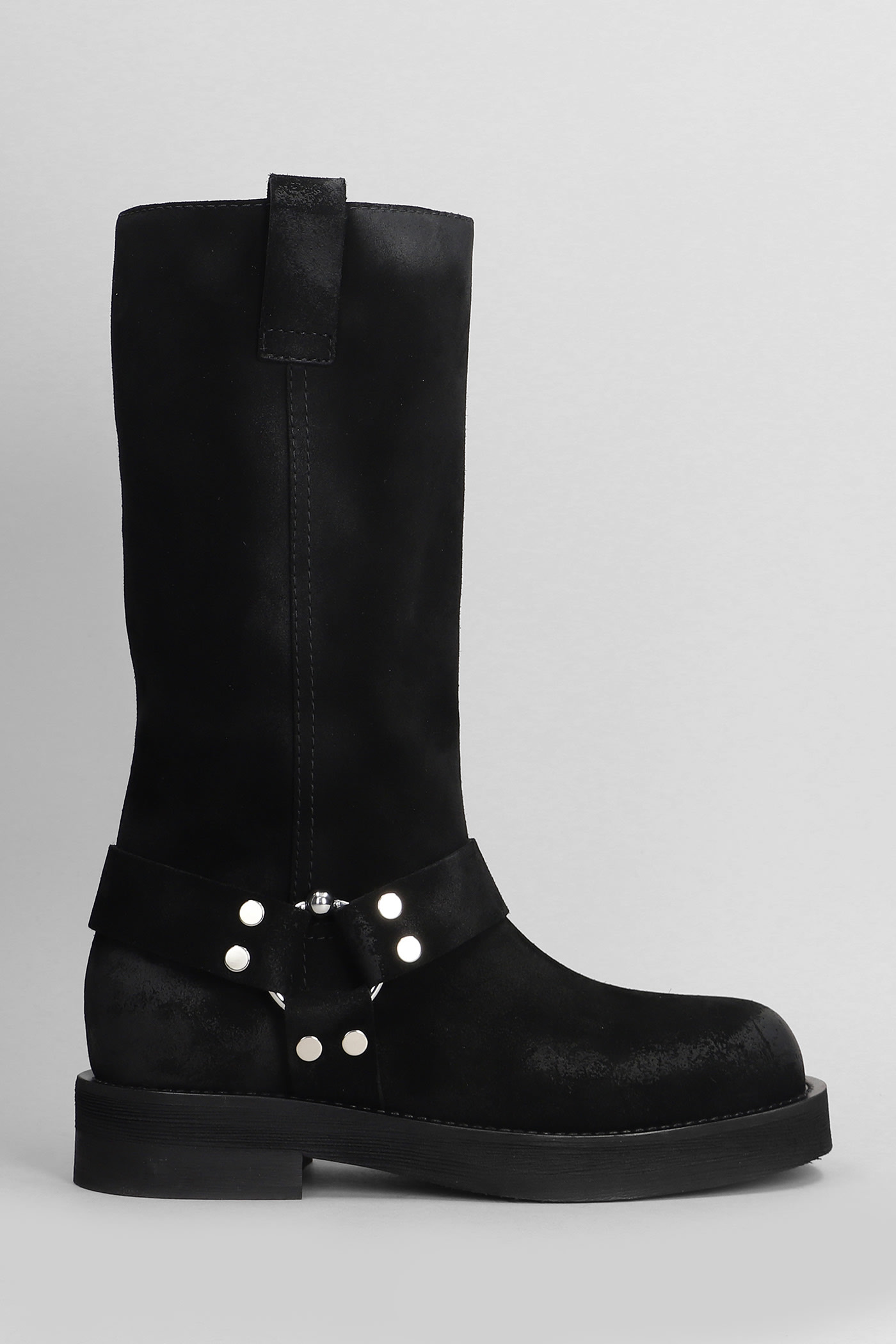 Demi 020 Low Heels Boots In Black Suede