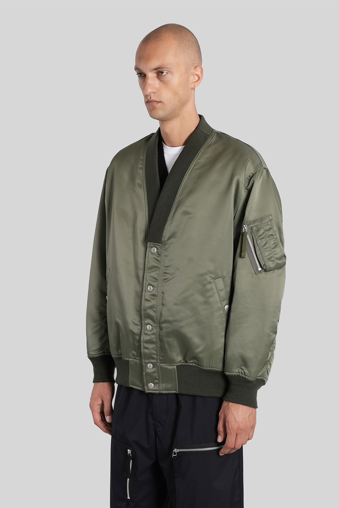 Comme Des Garçons Homme Deux V-neck Bomber Jacket In Green