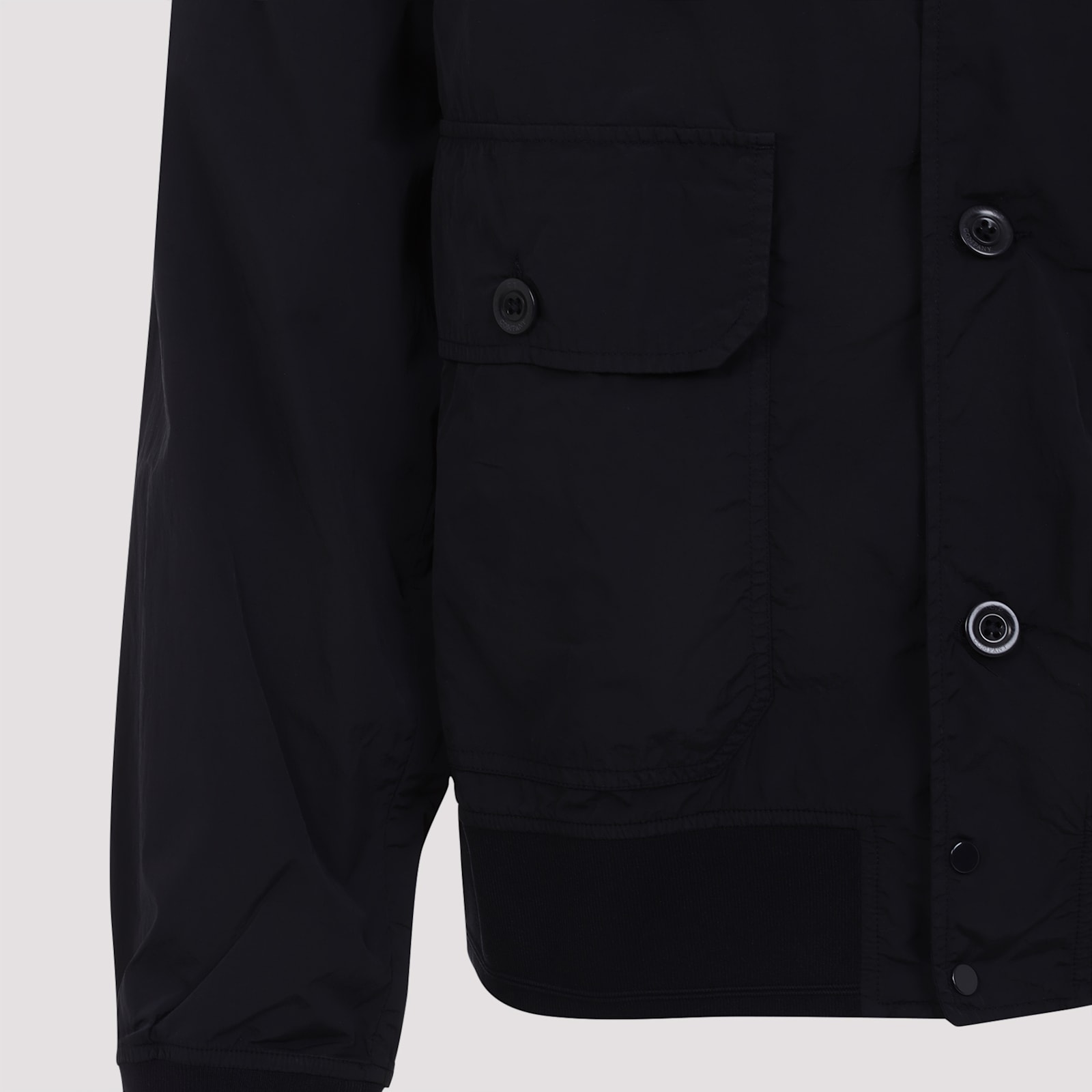 C.p. Company Full Button Sweatshirt With Cotton Poplin Pockets In Total Eclipse