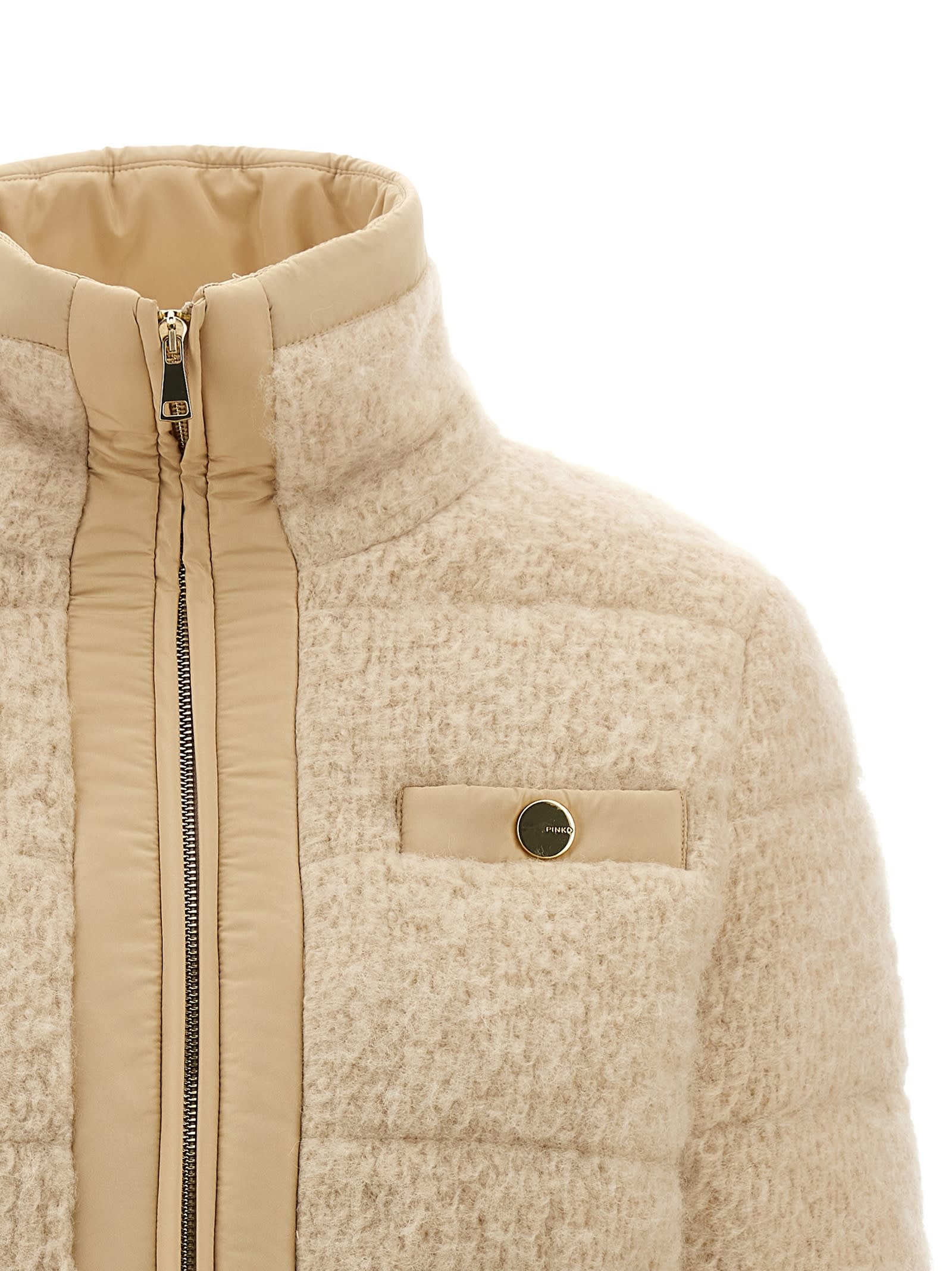 Pinko Raquel Puffer Jackets Beige In Neutral
