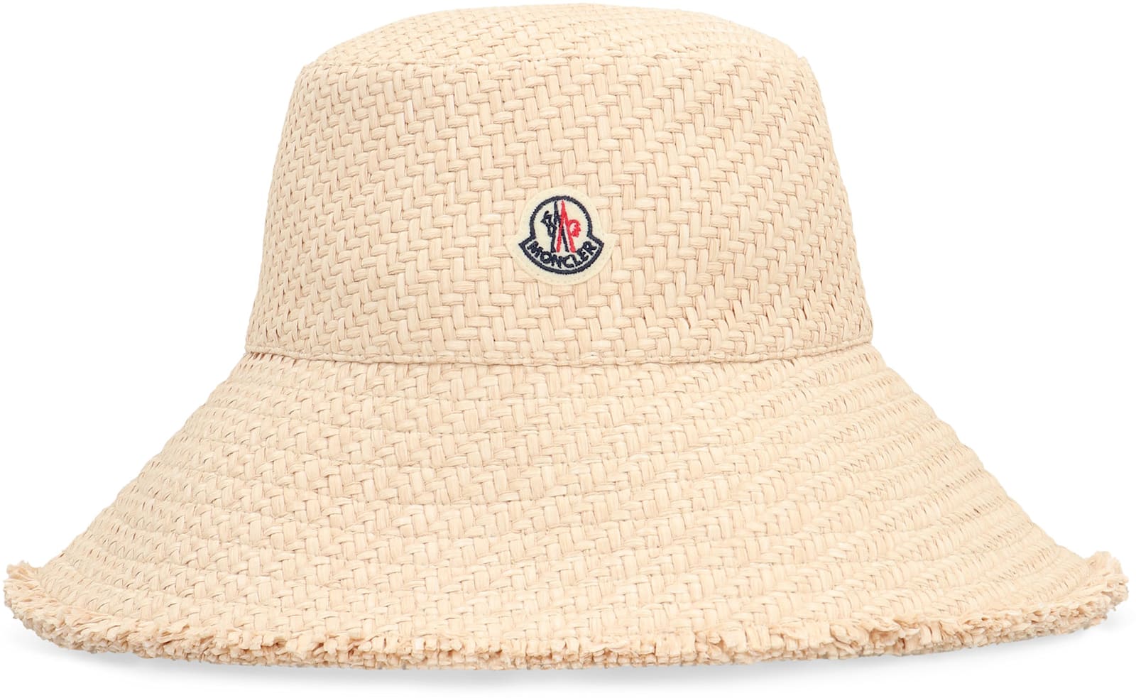 Moncler Logo-patch Woven Bucket Hat In Panna