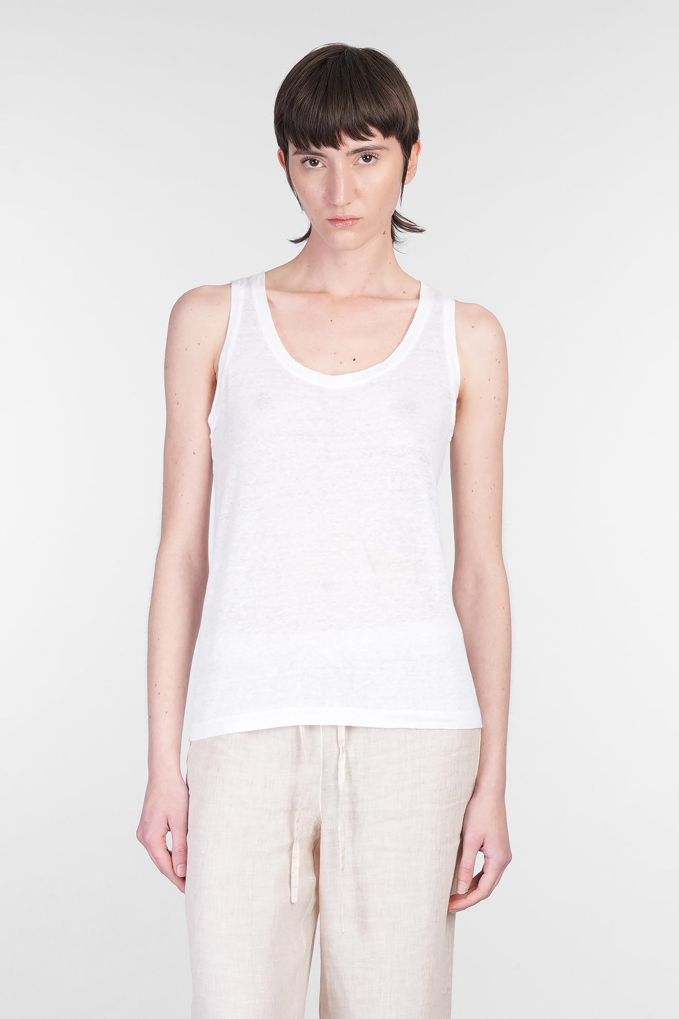 Shop 120% Lino Tank Top In White Linen
