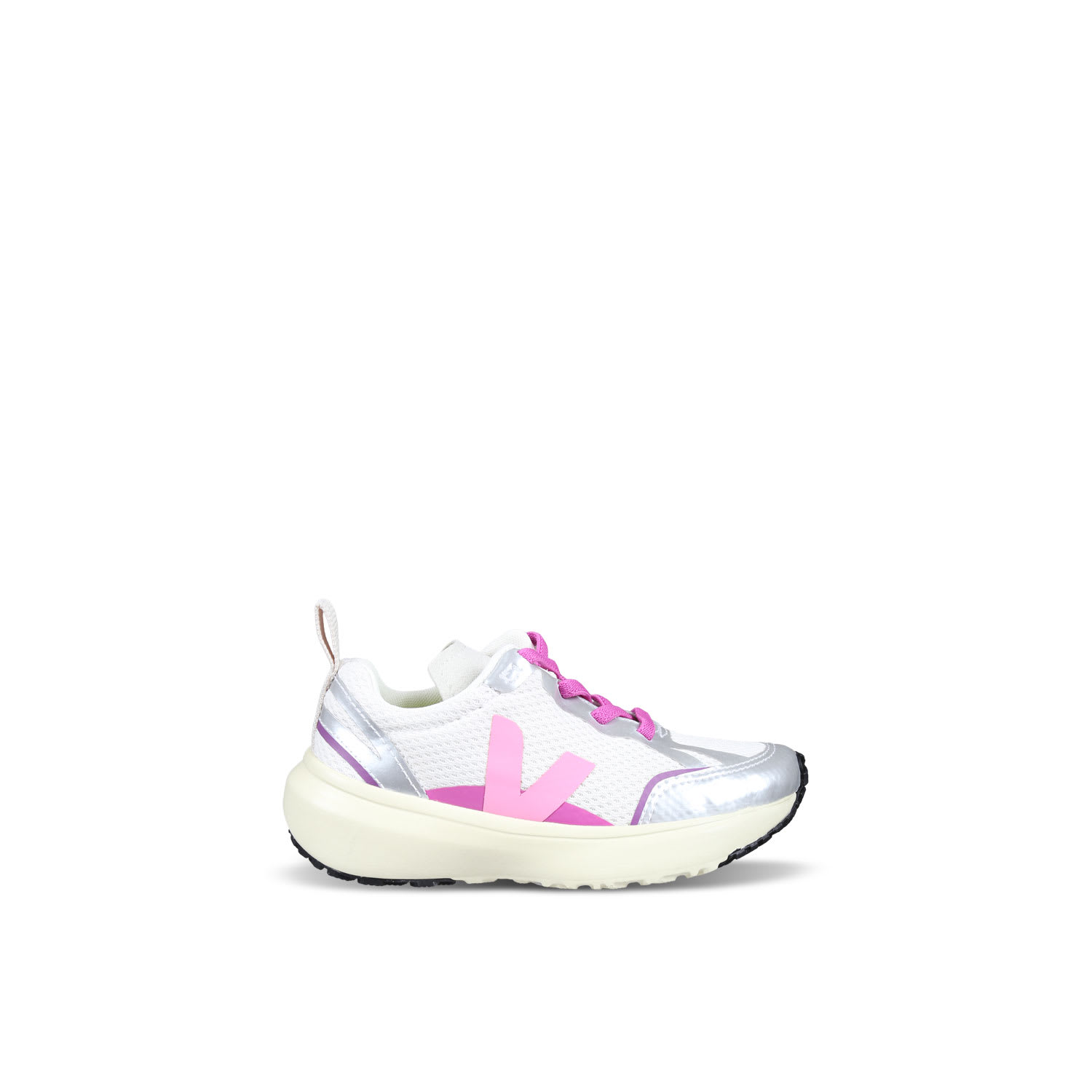 Veja Silver Sneakers For Girl With Logo In Silver